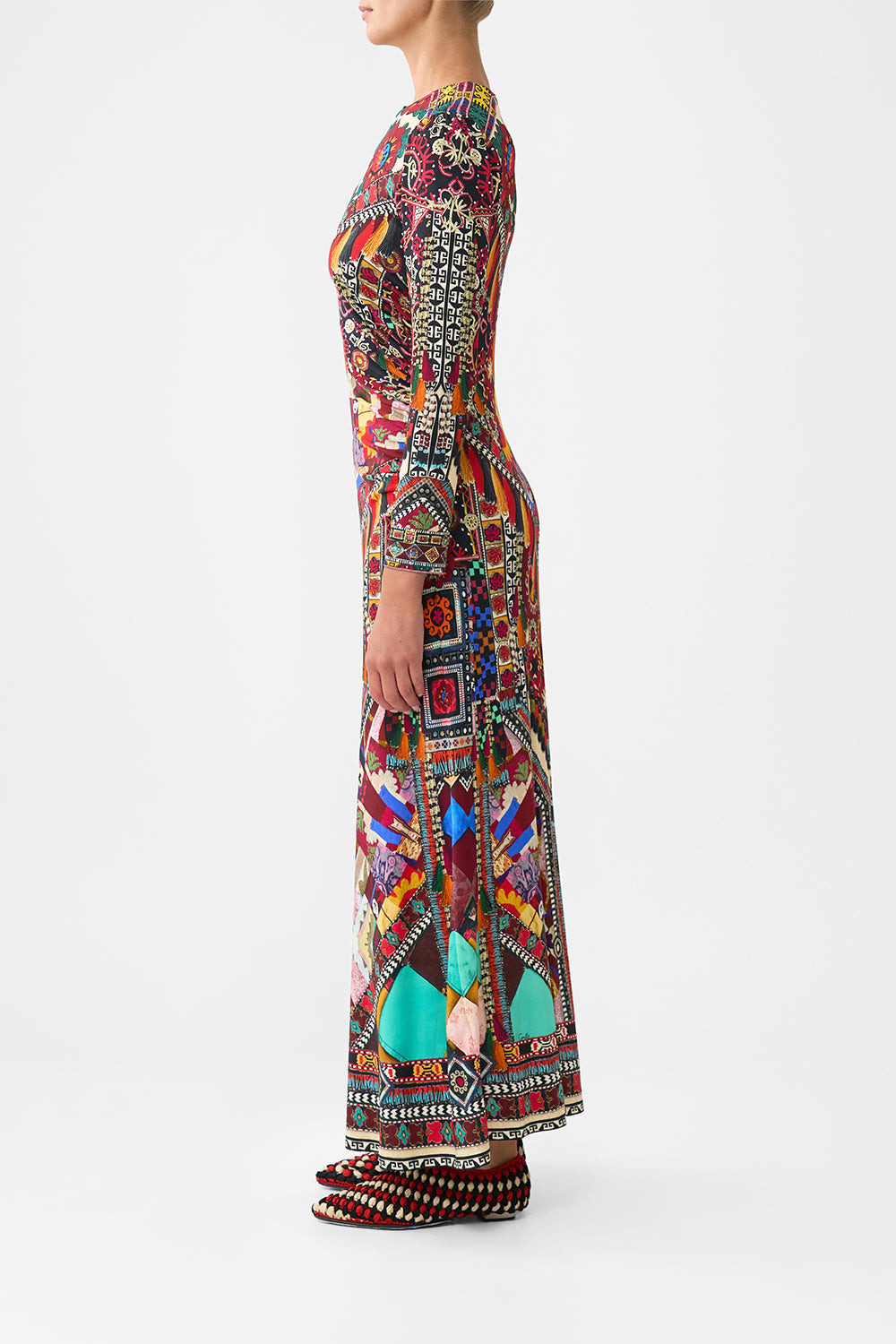 GATHERED JERSEY LONG DRESS - 4