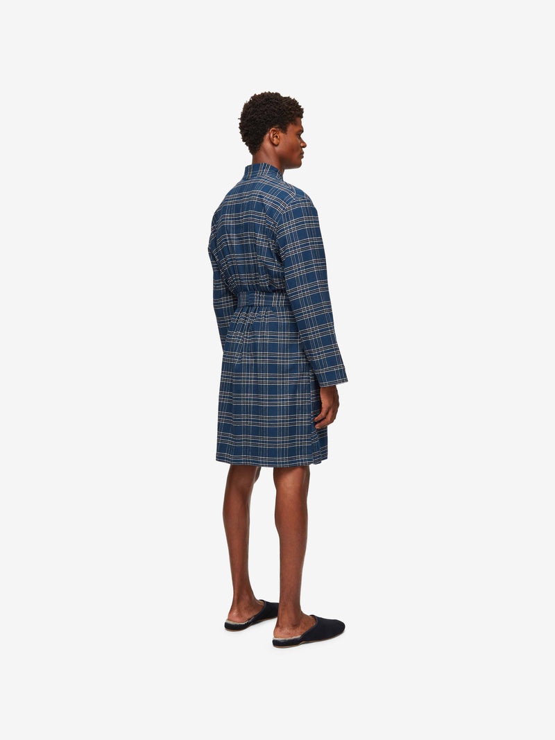 Men's Lounge Gown Kelburn 30 Brushed Cotton Navy - 4