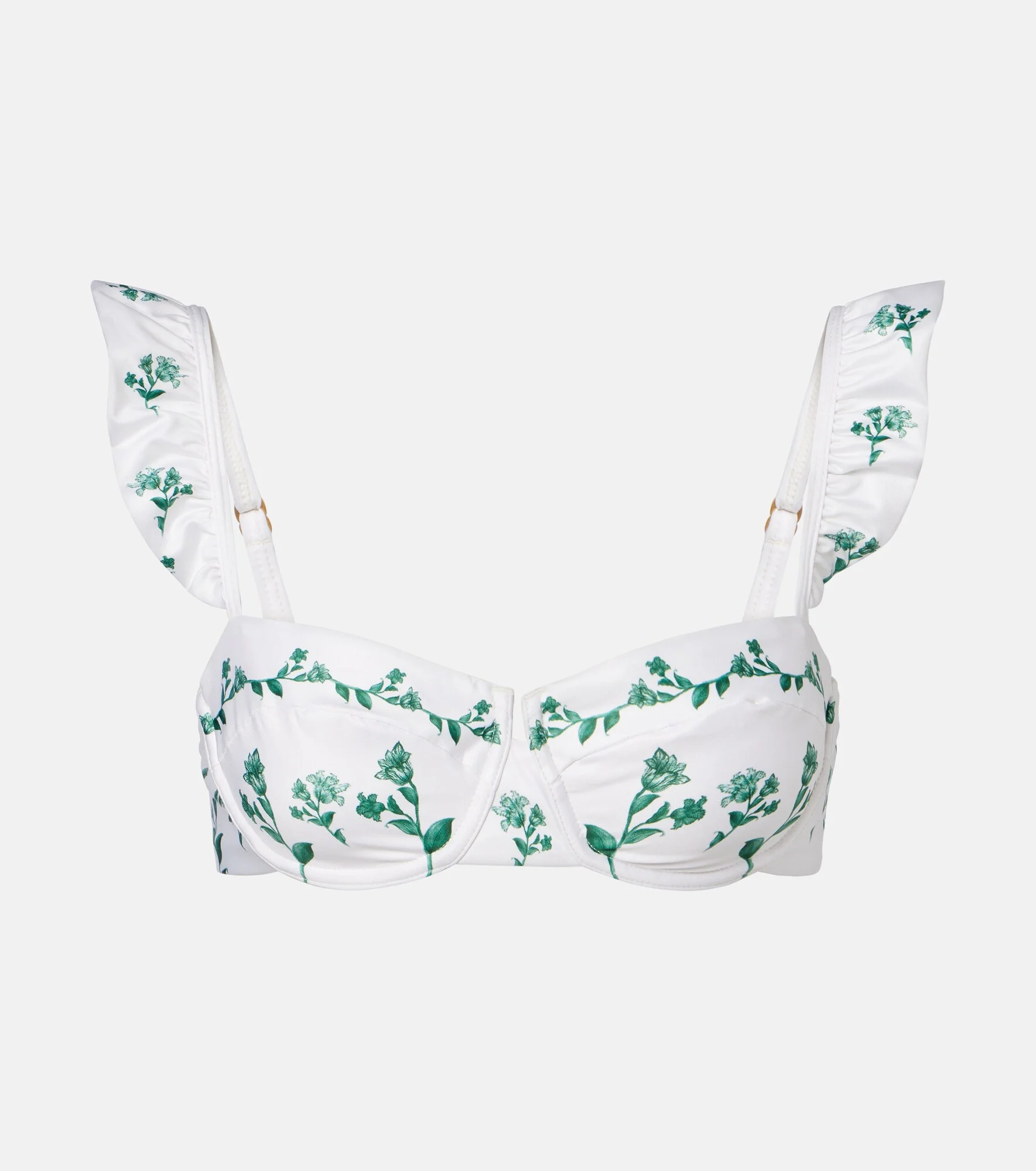 Kiwi floral ruffled bikini top - 1