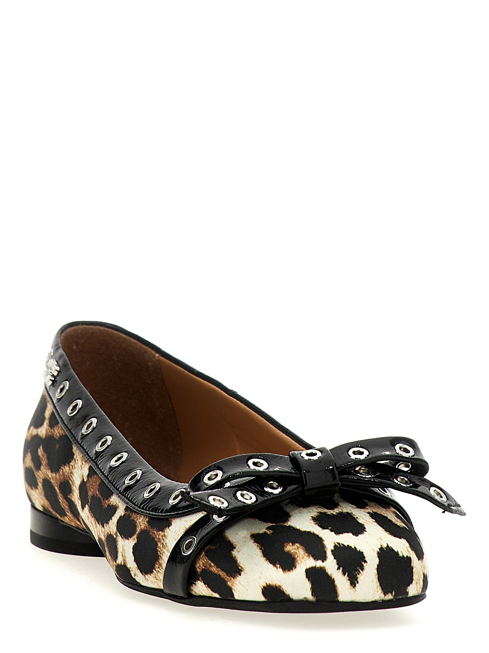 Ganni Women 'Leopard Eyelets Bow' Ballet Flats - 2