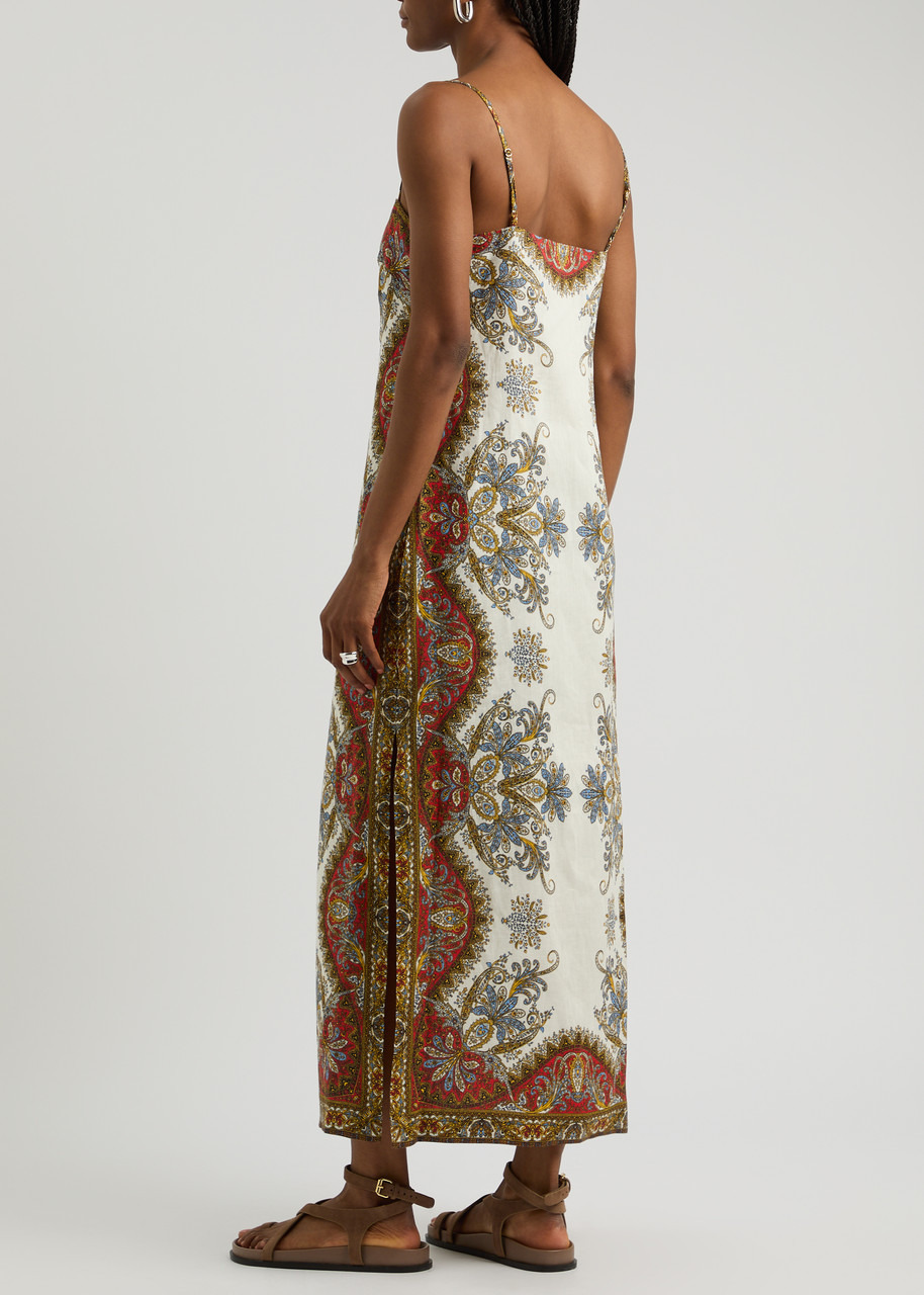 Veronica Beard Petra Paisley-print Linen Midi Dress - 3