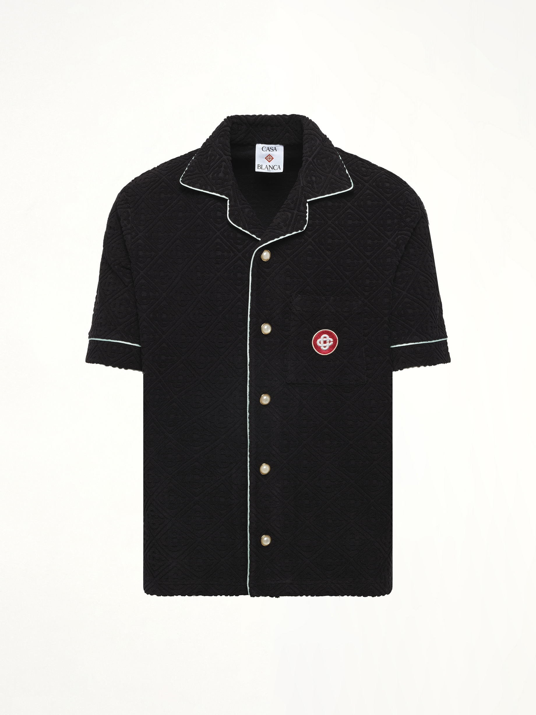 Towelling Monogram Shirt in Black - 2