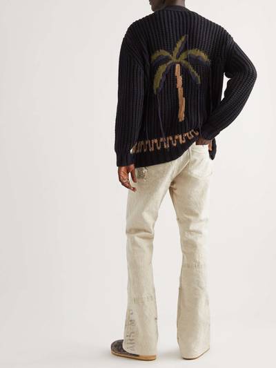 Alanui Sunrise On The Pacific Ocean Embroidered Ribbed Virgin Wool-Blend Cardigan outlook