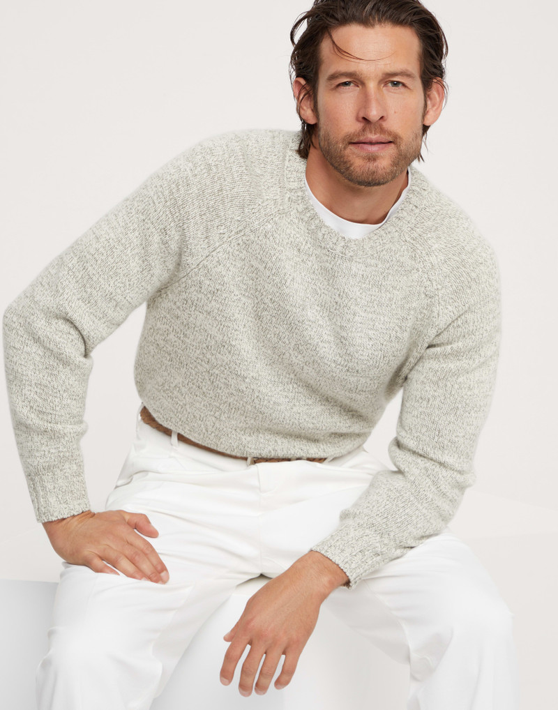 Mouliné cashmere sweater with raglan sleeves 4
