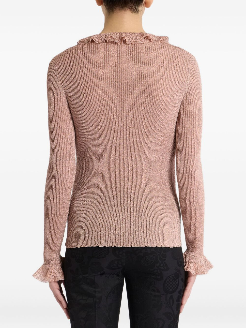 lurex-detail ruffled blouse - 2