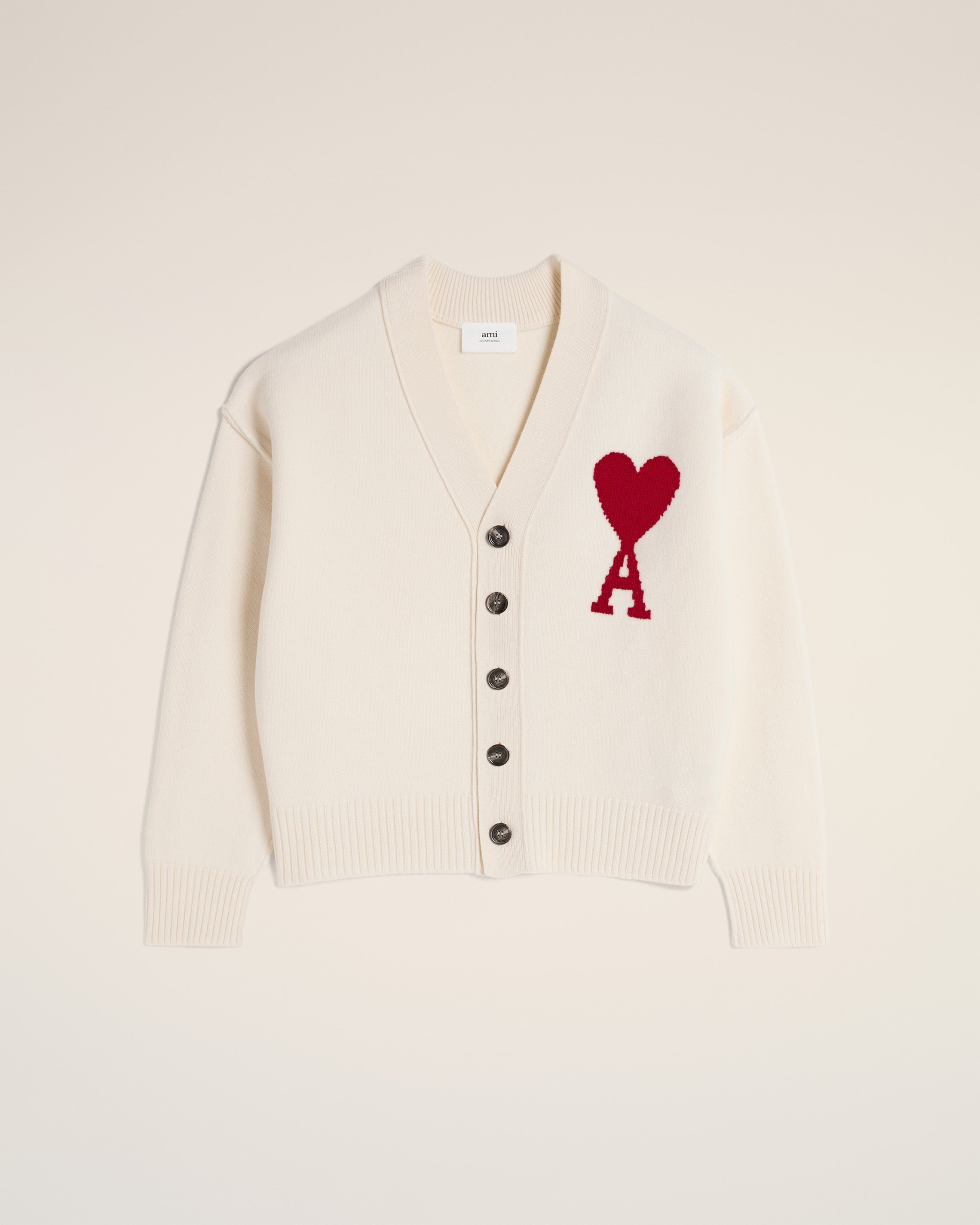 WHITE WOOL AMI DE COEUR CARDIGAN - 2