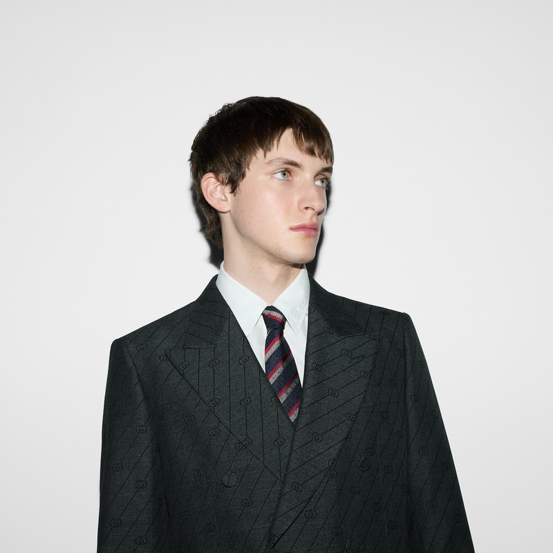 Horsebit striped silk jacquard tie 3