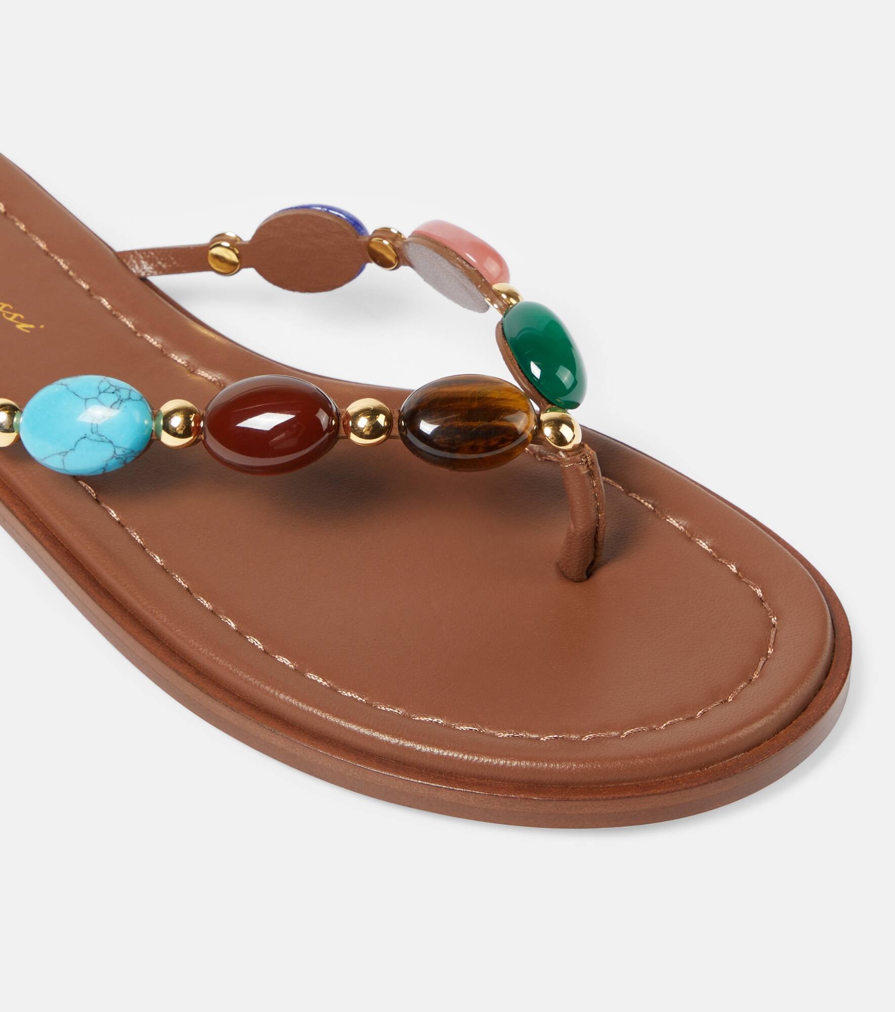 Shanti embellished leather thong sandals - 5