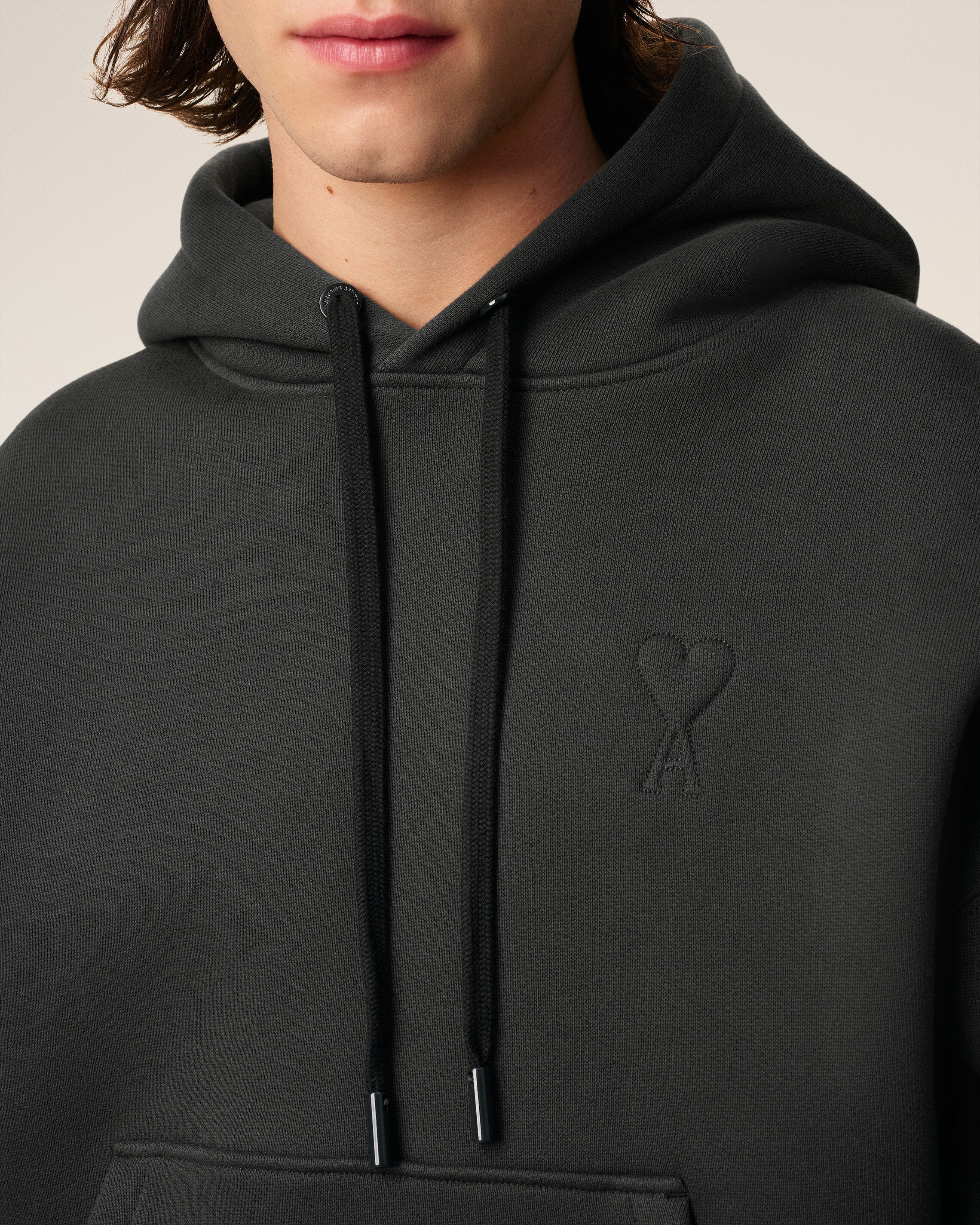 BLACK COTTON AMI DE COEUR HOODIE - 4