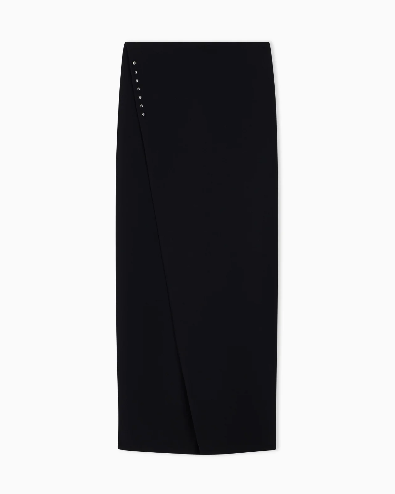 UNLINED WRAP SKIRT IN TECHNO CADY WITH METALLIC BUTTONS - 1