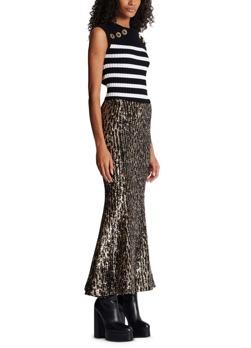 Long skirt embroidered with sequins - 7