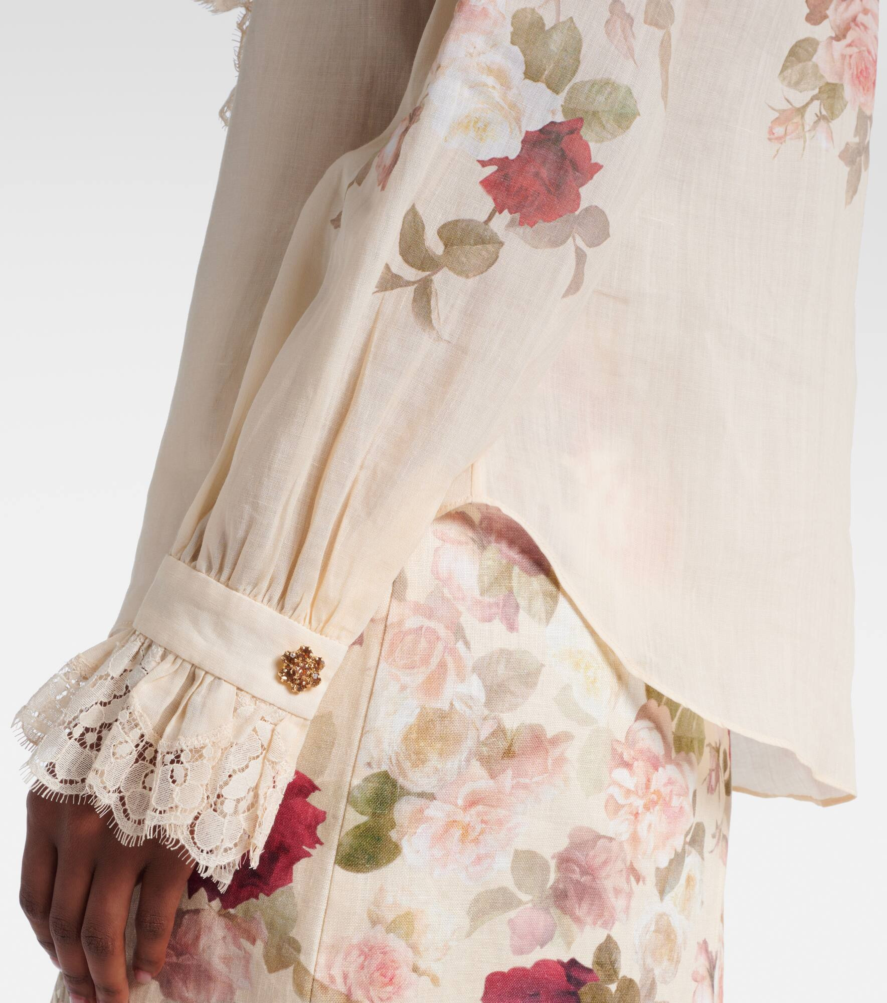 Hypnotic floral ramie blouse - 5