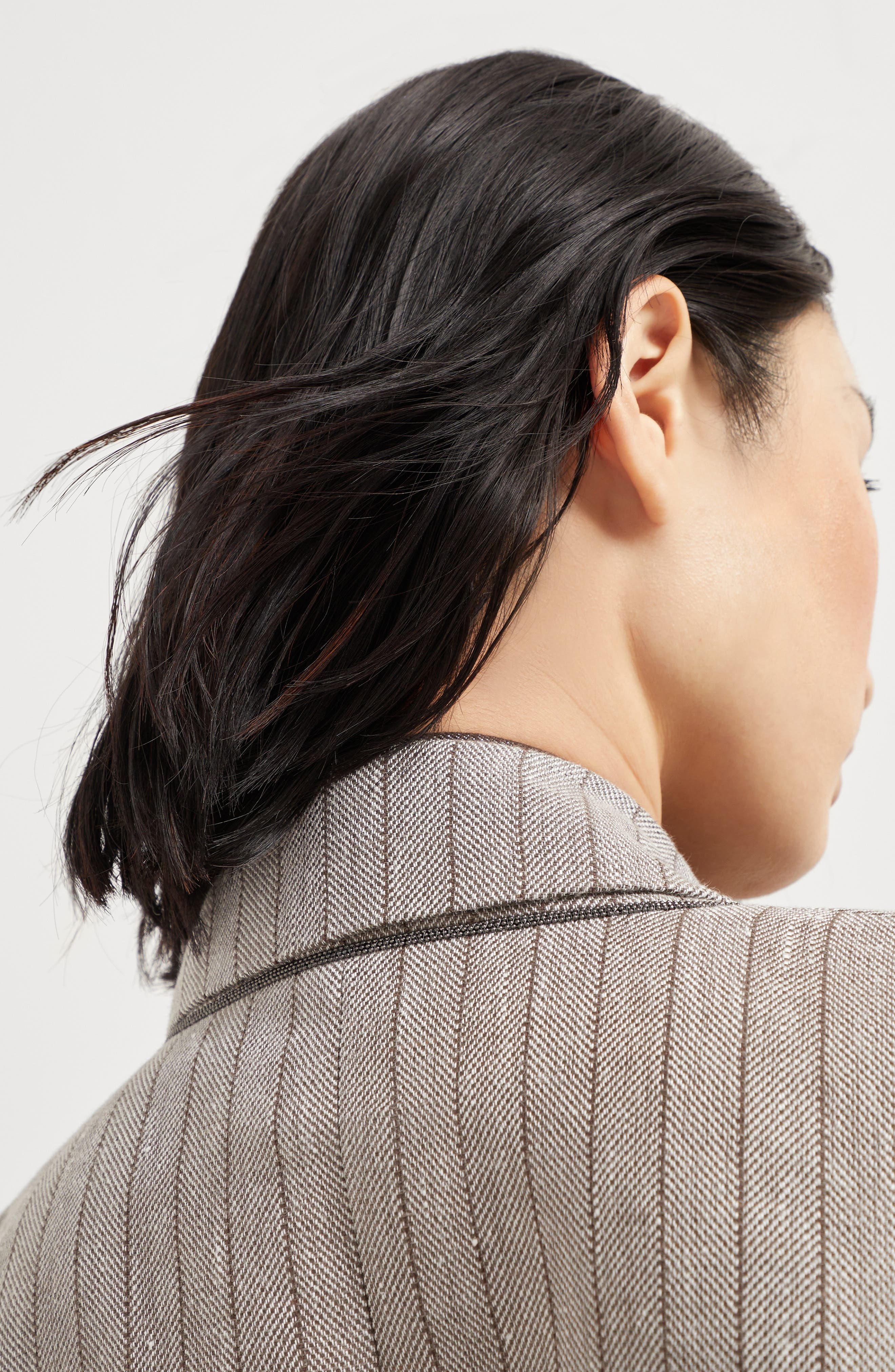 Brunello Cucinelli Cropped blazer with monili in Grey at Nordstrom - 4