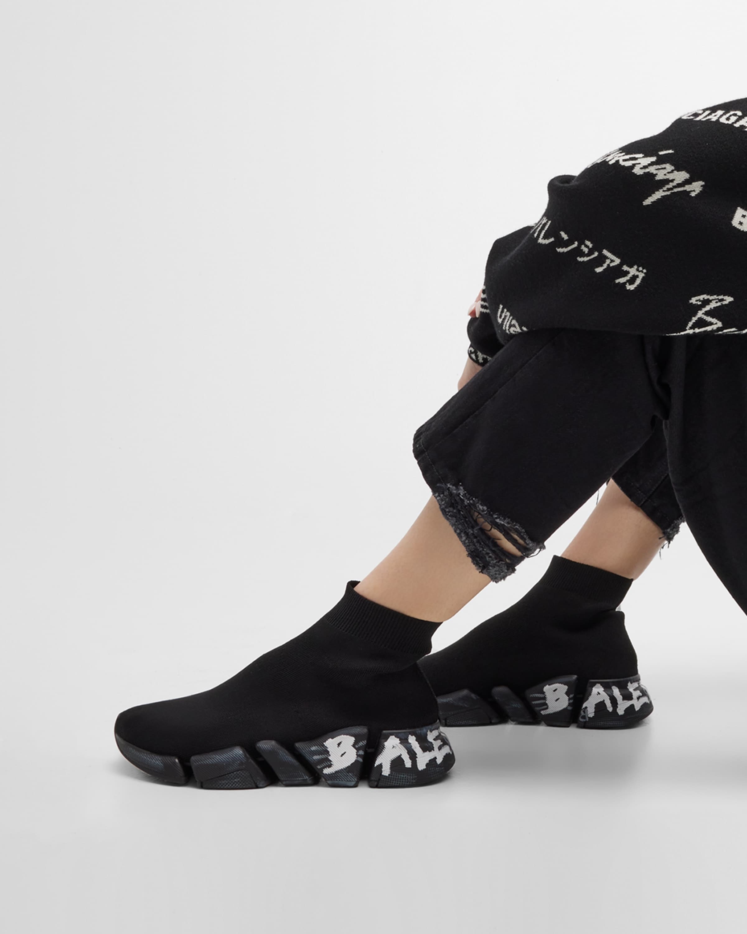 Speed 2.0 Graffiti Knit Sock Sneakers - 3