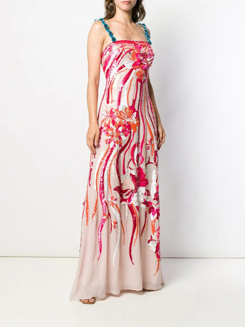 sequined floral appliqué dress 3