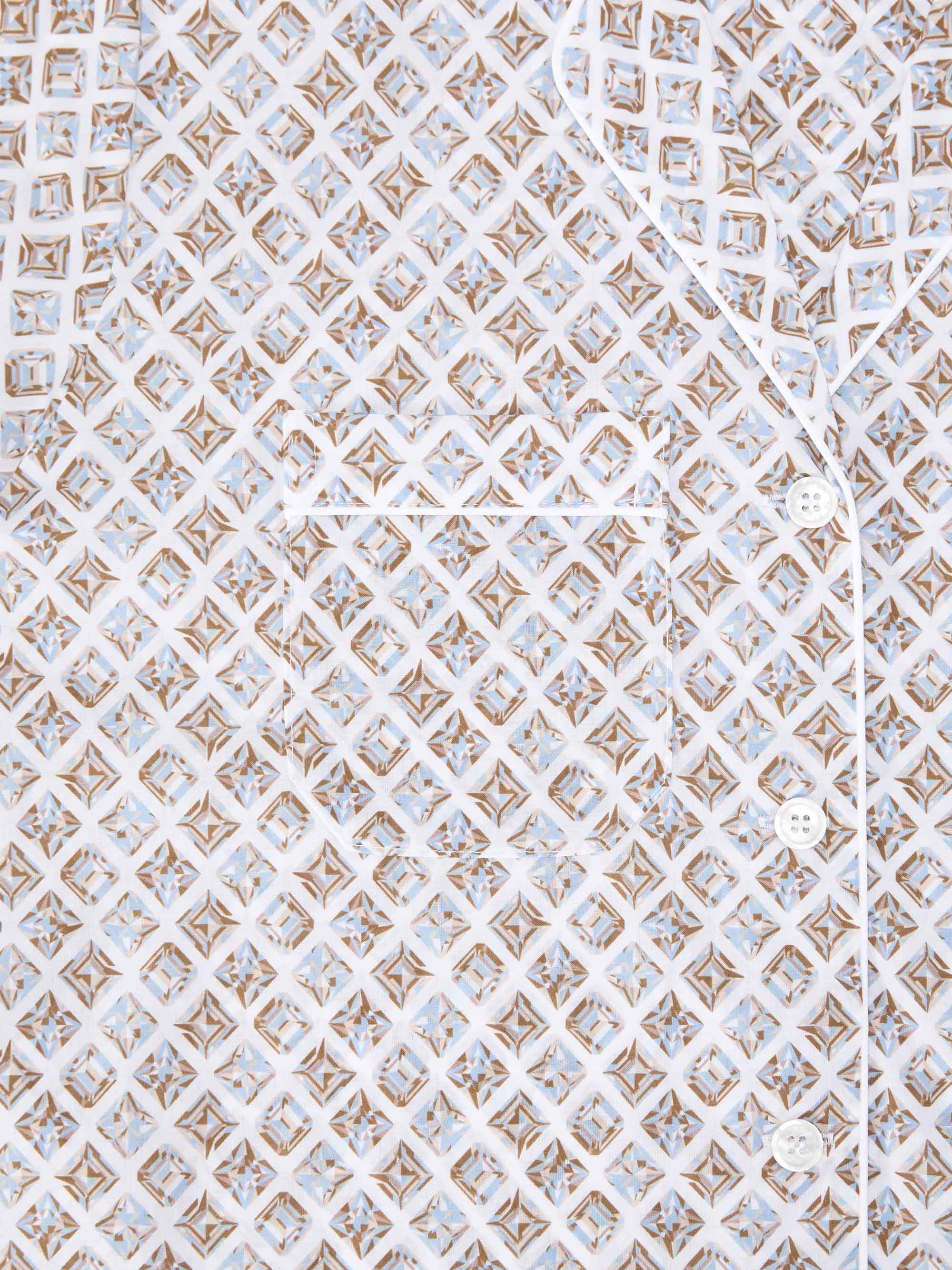 Women's Pajamas Cotton Batiste Neutral White Diamond Print - 6