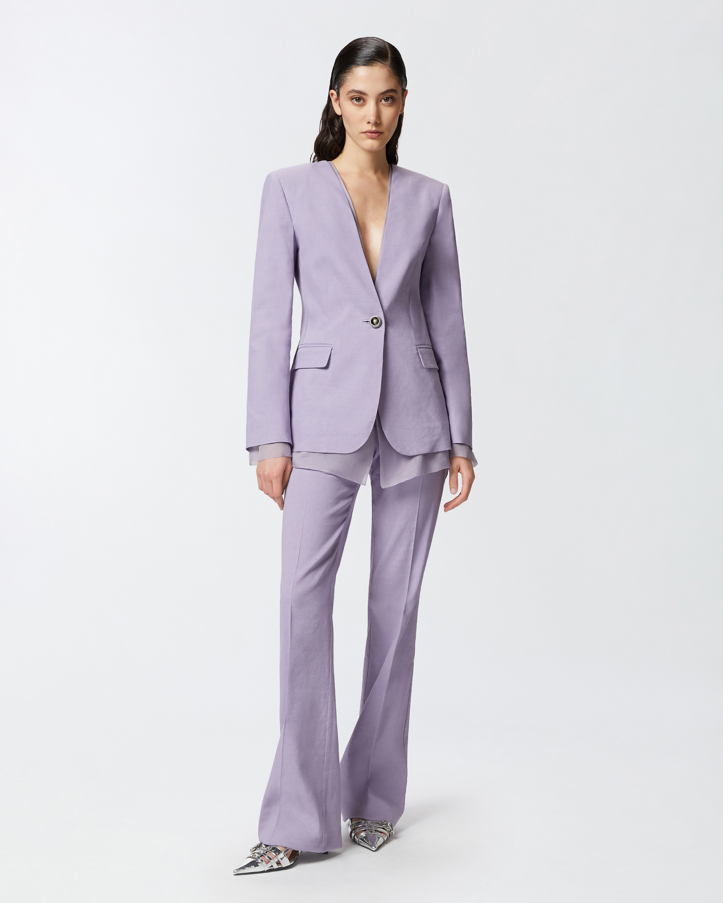 ELEGANT LINEN AND SILK ORGANZA BLAZER - 3