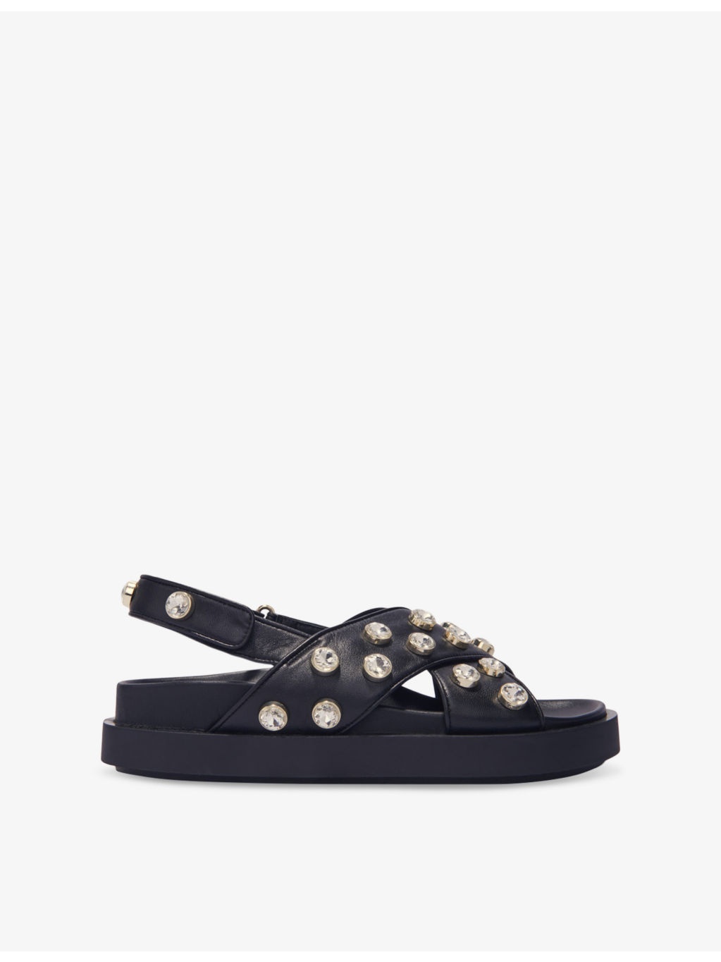 Studded Flat Leather Sandals - 1