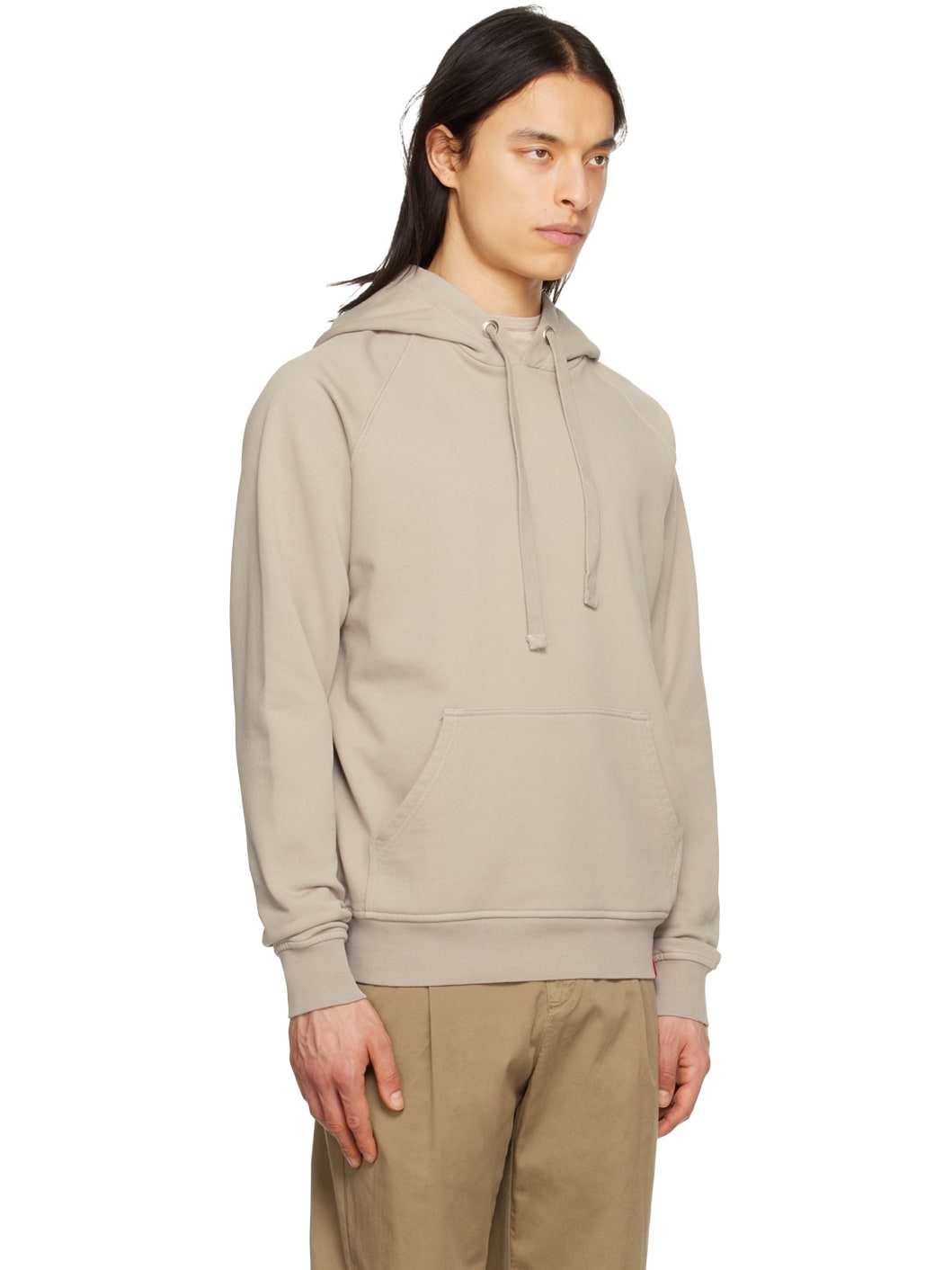 Beige Drawstring Hoodie - 2