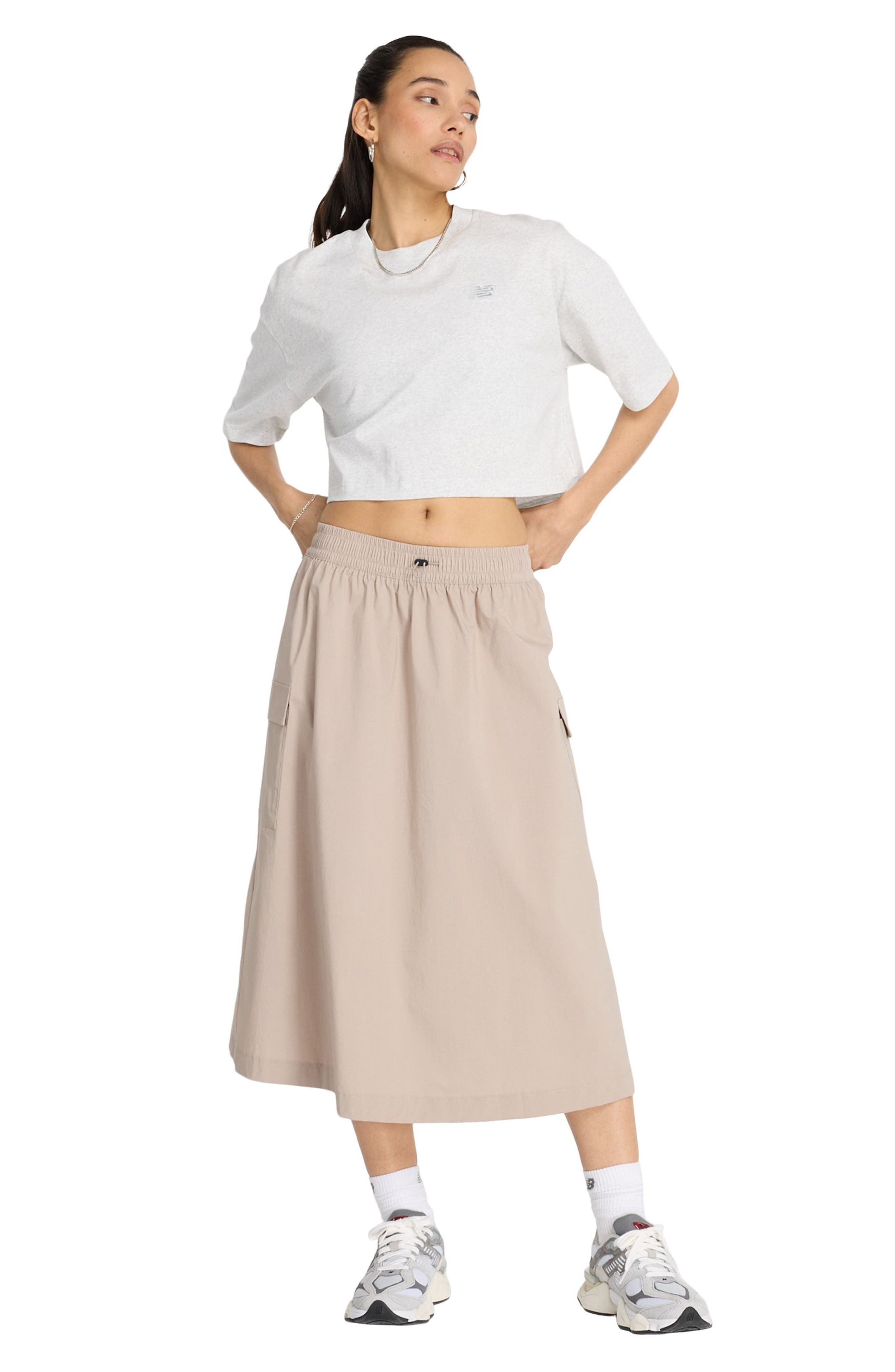 New Balance Oversize Crop Cotton Jersey T-Shirt in Ash Heather at Nordstrom - 7