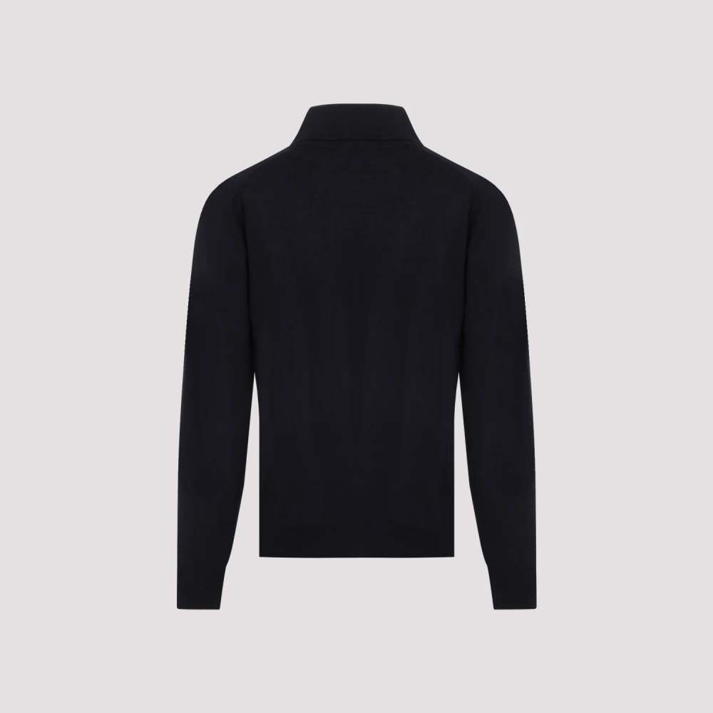 BLUE WOOL POLO SHIRT - 2