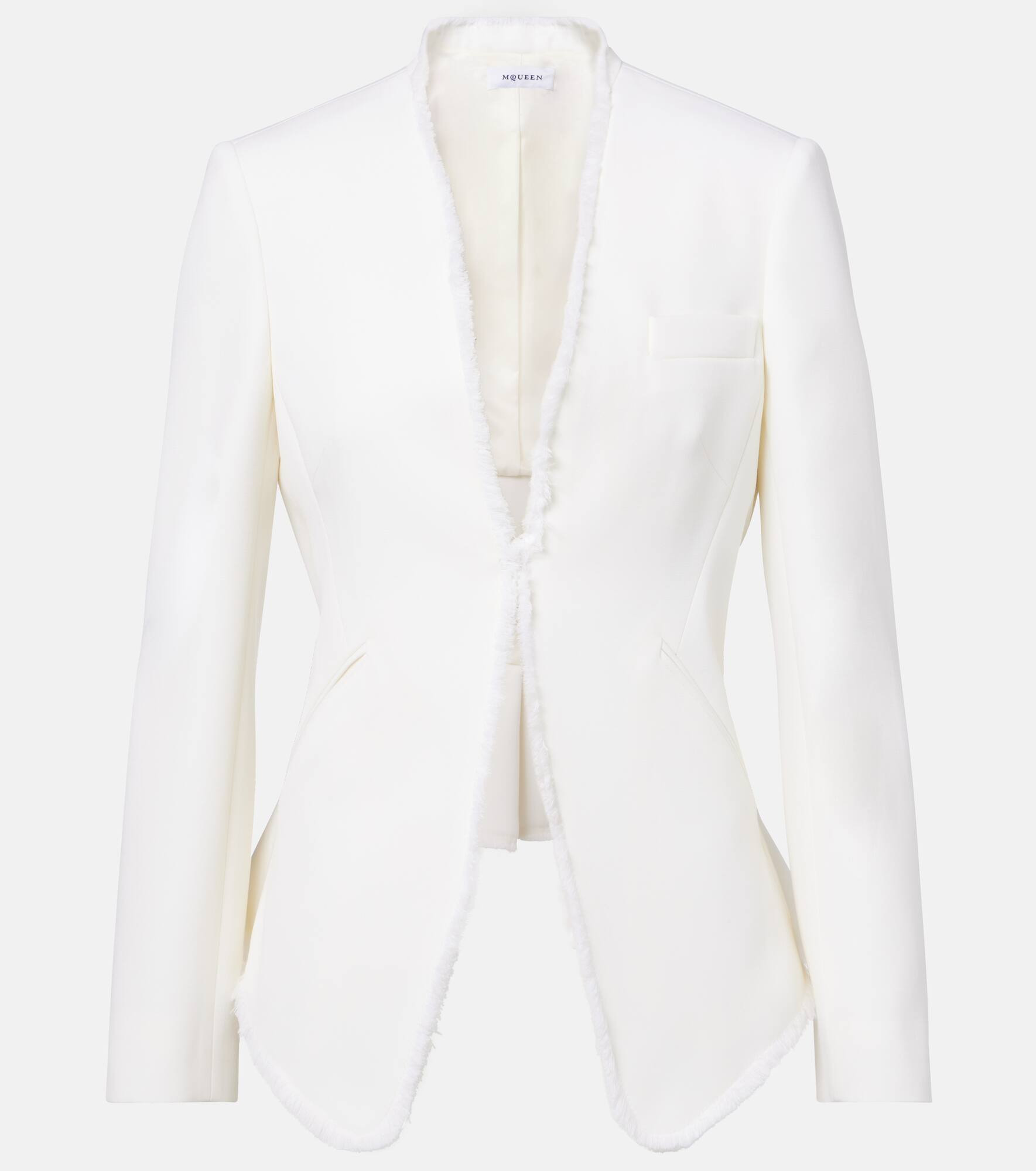 Frayed wool gabardine blazer - 1