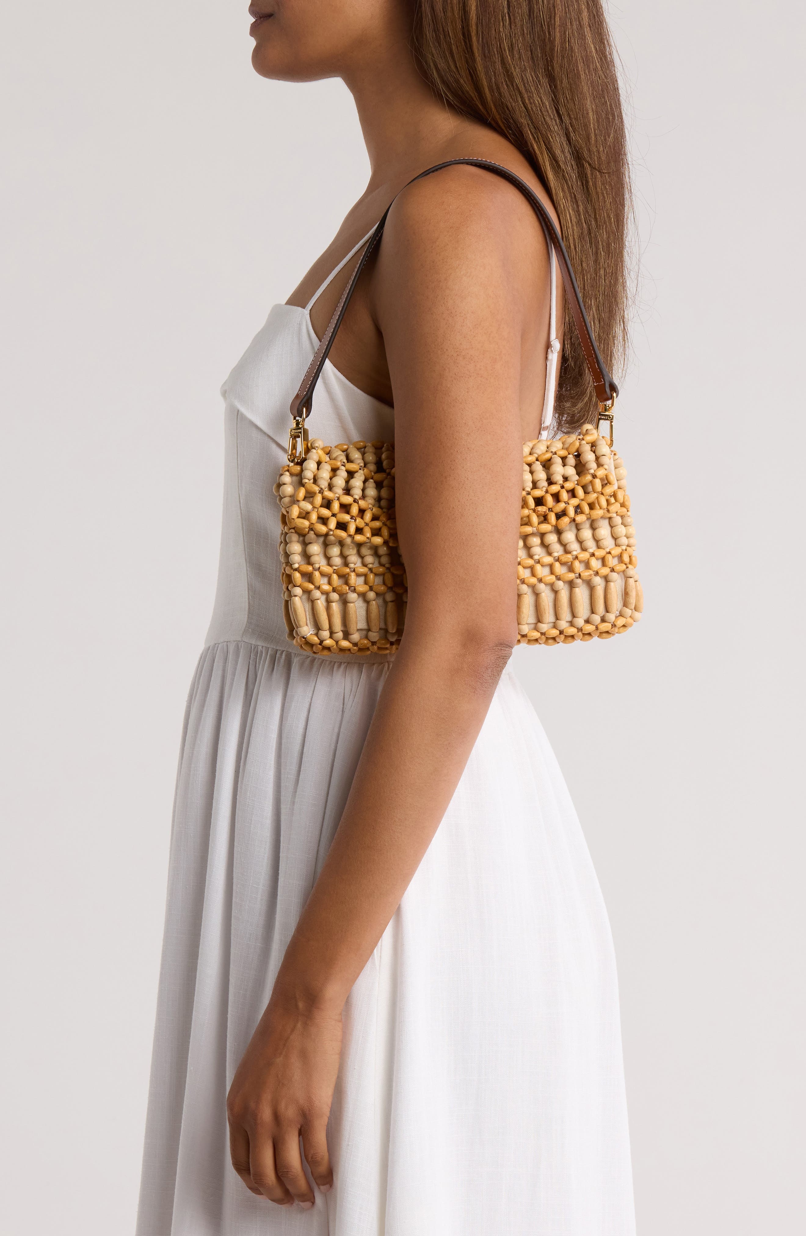 STAUD Timmy Beaded Shoulder Bag in Natural Wood Beads at Nordstrom - 2