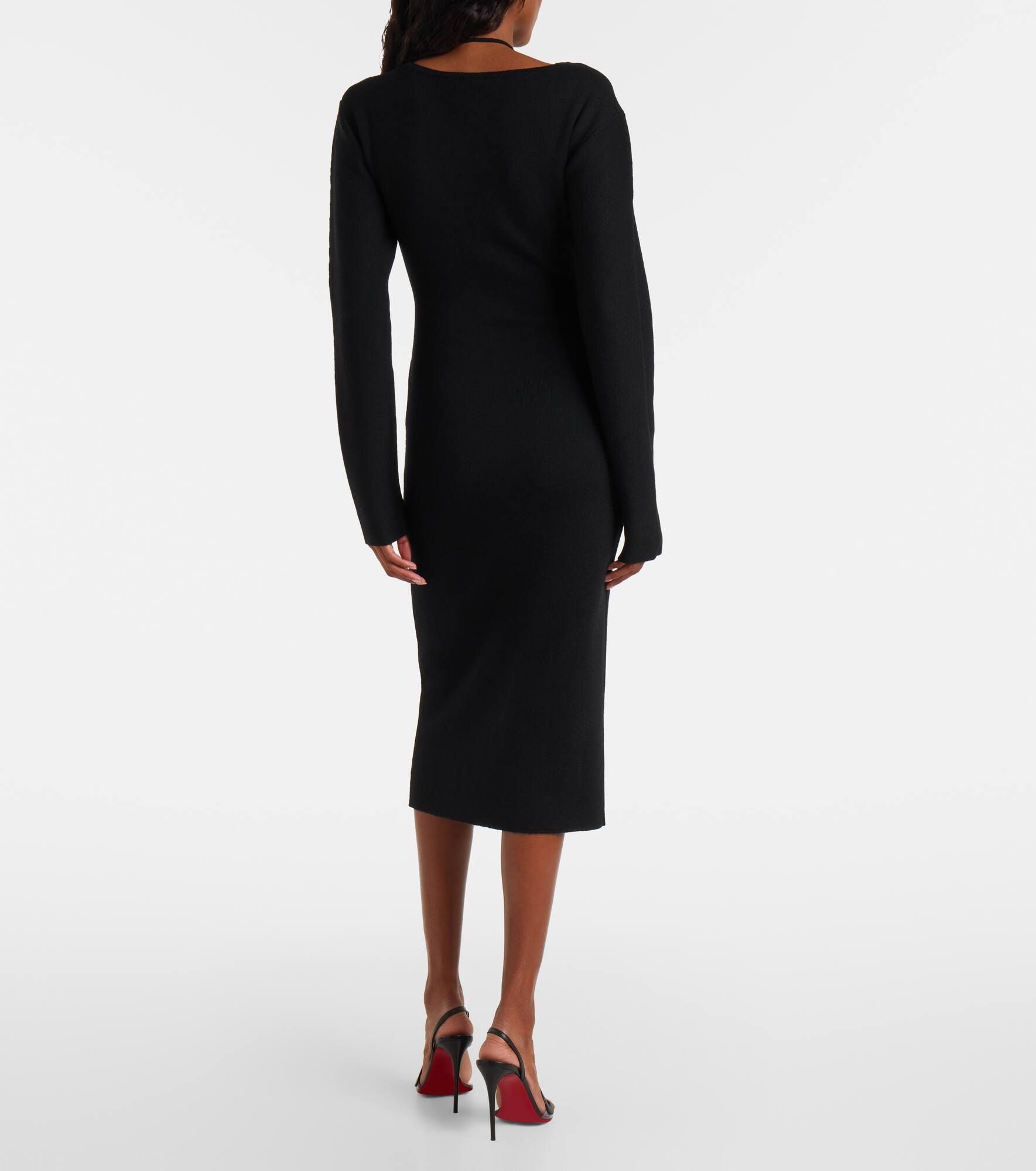Cutout knitted virgin wool midi dress - 3