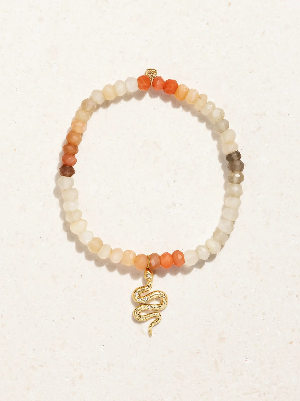 Snake 14-karat Gold, Moonstone And Diamond Bracelet - 1