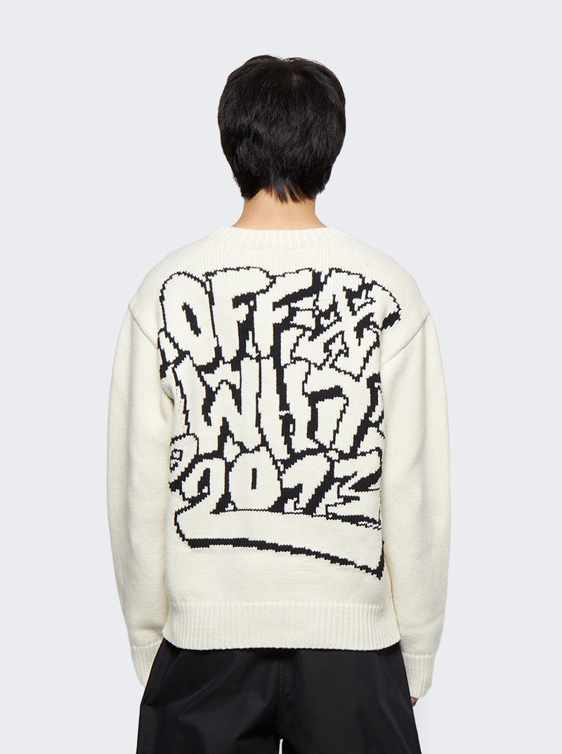 Graffiti Chunky Knit Crewneck Sweater Off White 5