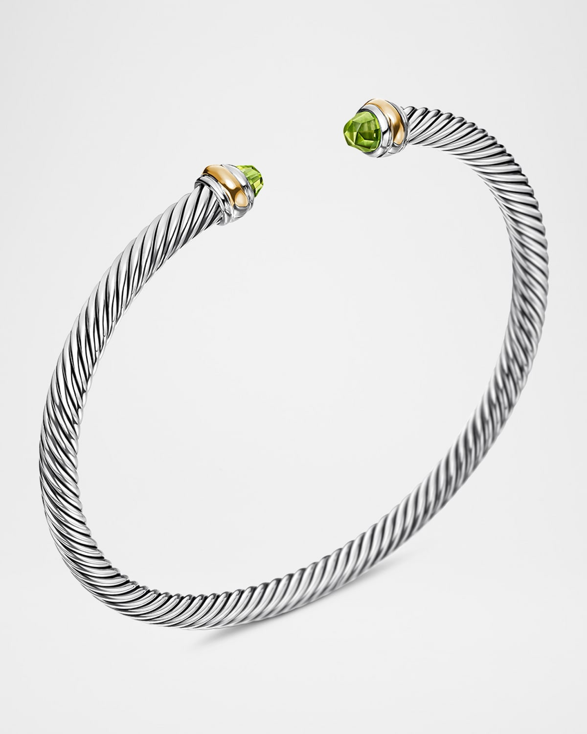 Cable Bracelet with Gemstone in Silver with 18K Gold, 4mm - 3