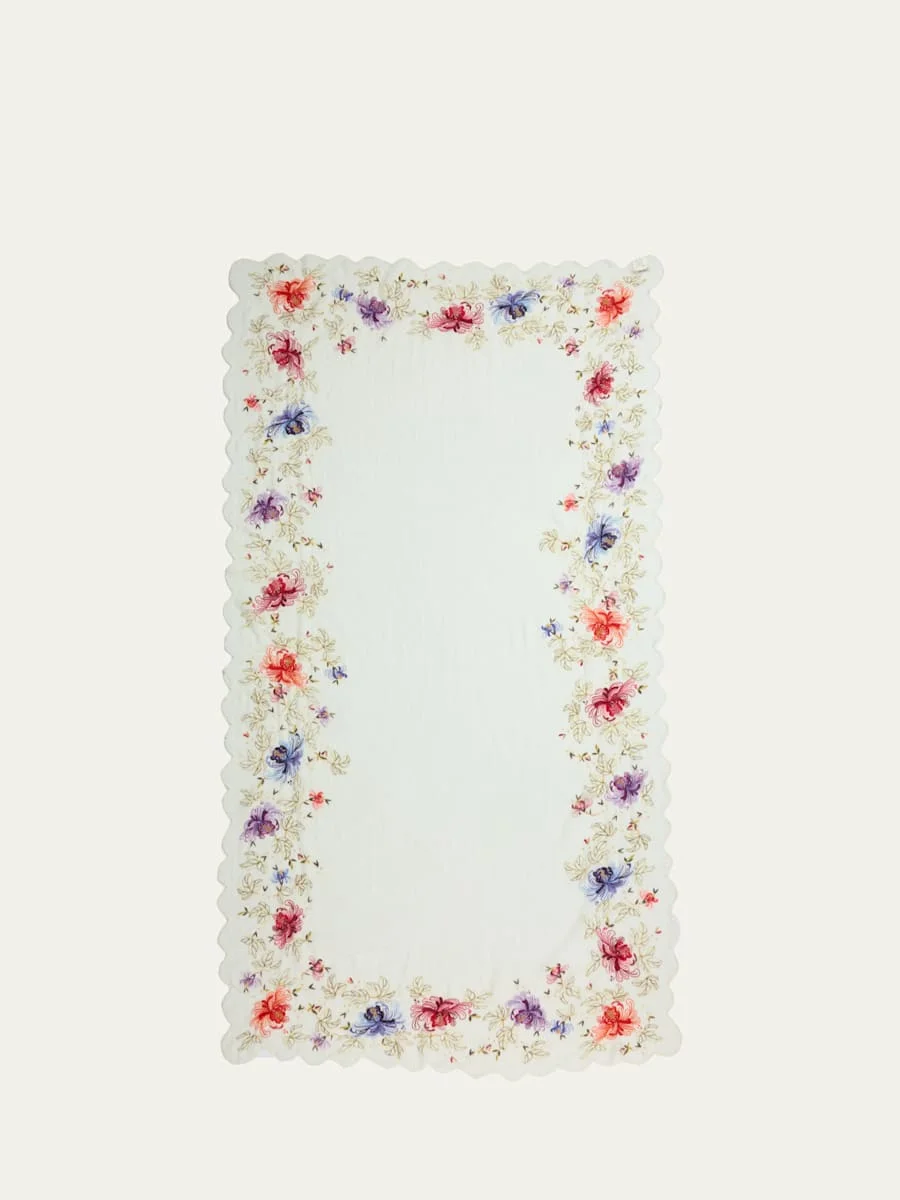 Primrose Floral Embroidered Wool-Blend Stole - 1