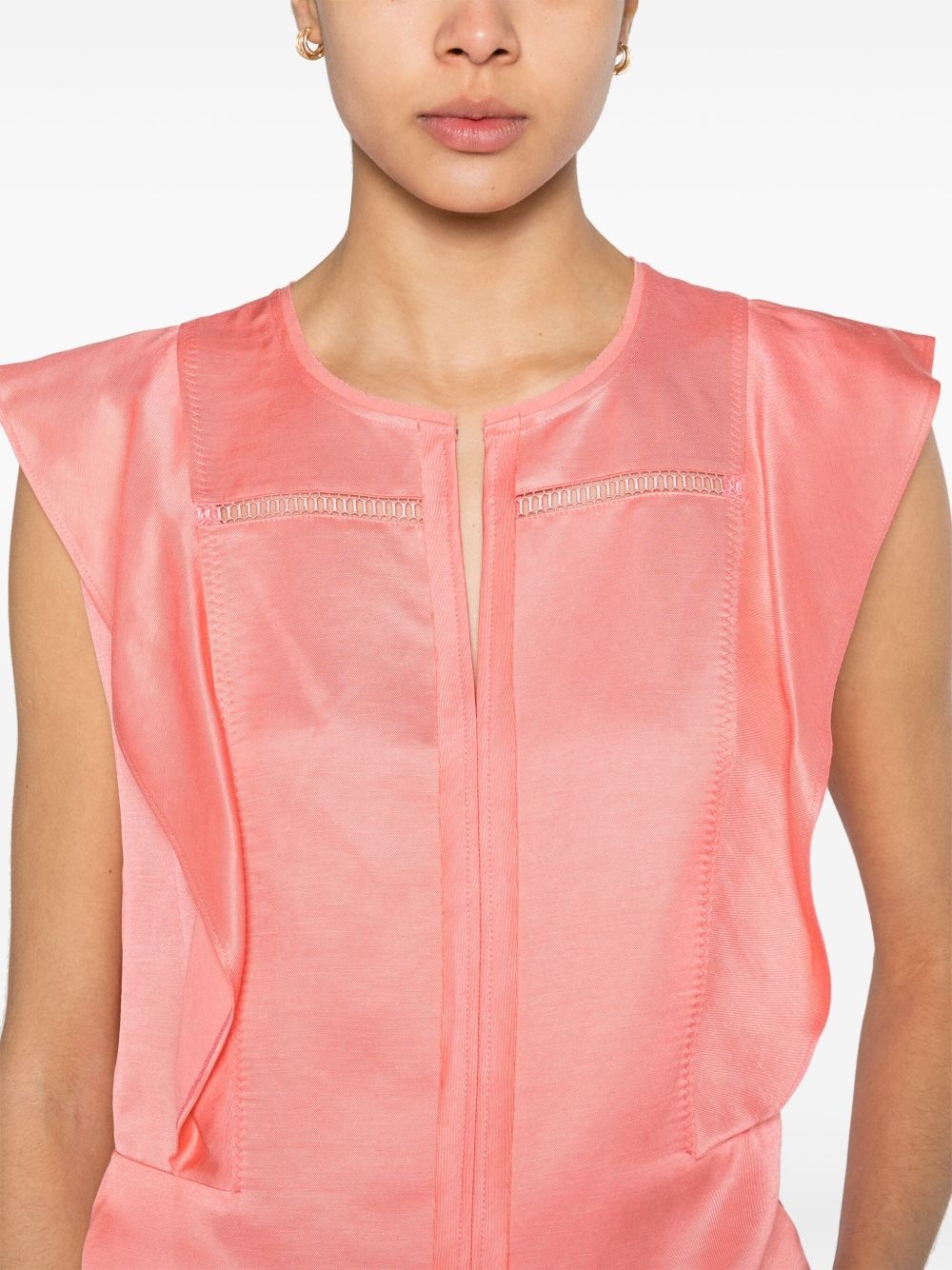 ruffle-trim twill blouse - 5