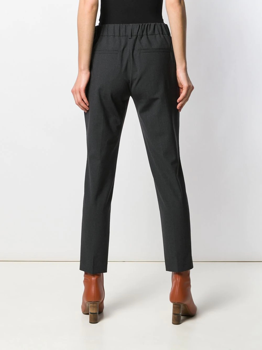 elastic-waist tapered-leg trousers - 4