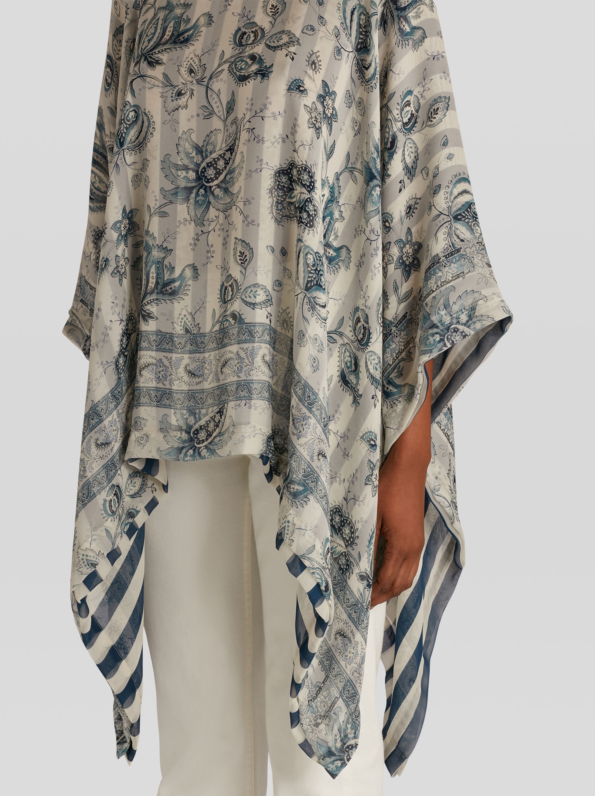 DOUBLE-SIDED SILK CHIFFON PONCHO - 2