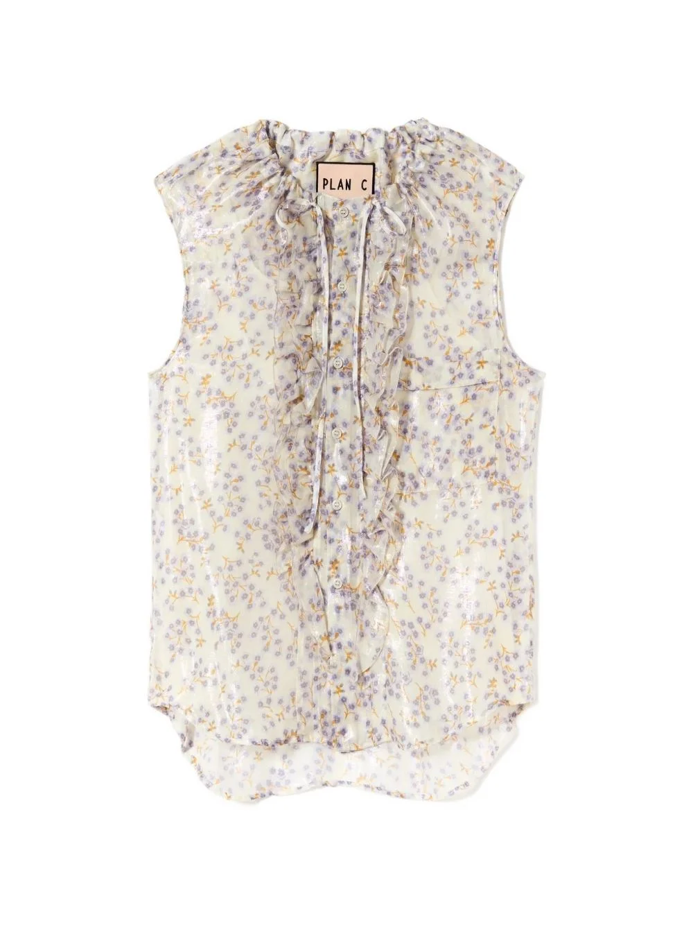 floral-print ruffled blouse - 1