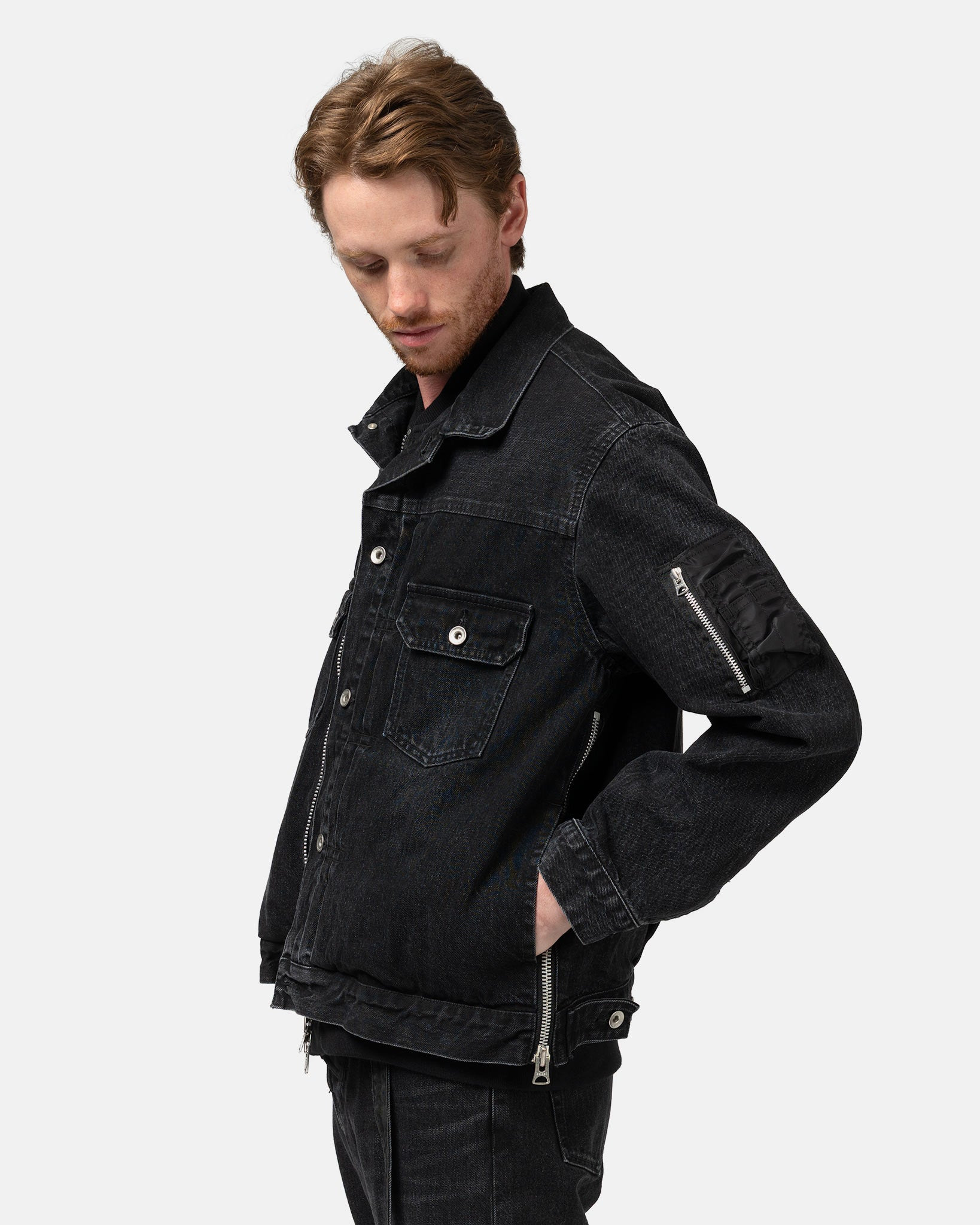 Denim x Nylon Twill Jacket Black - 4