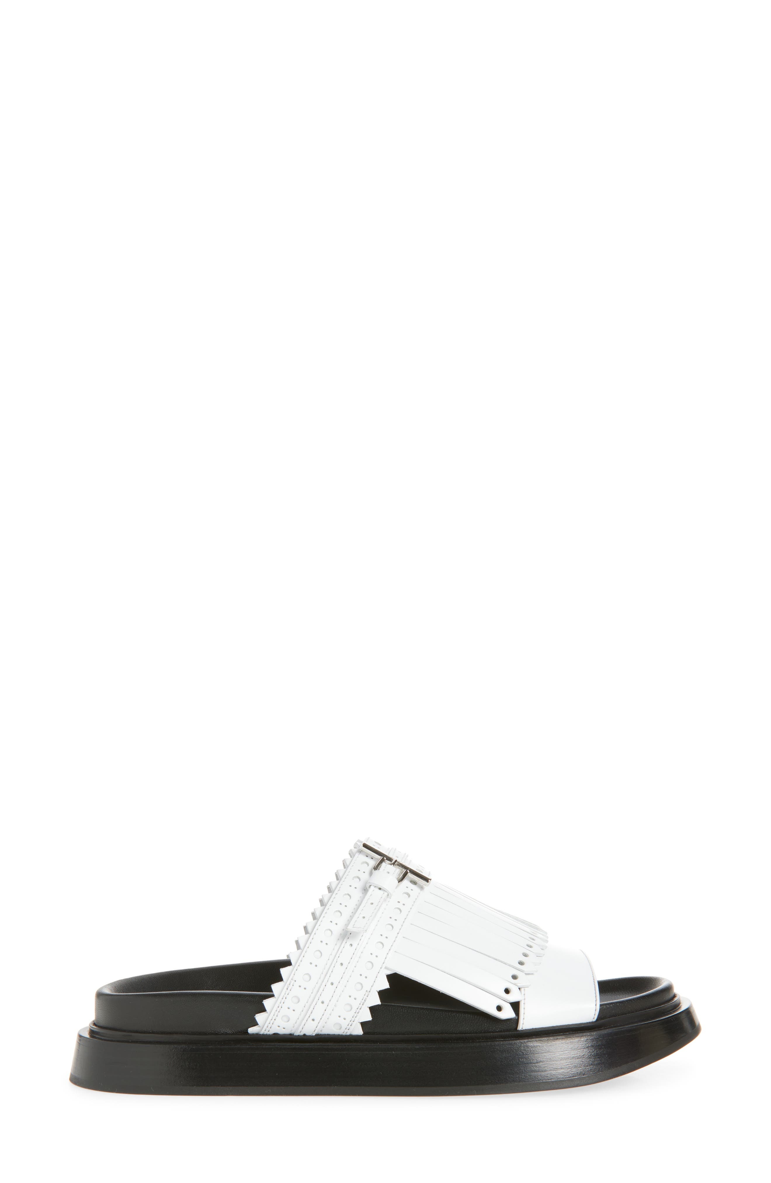 McQueen Kiltie Fringe Slide Sandal in White/Silver at Nordstrom - 3
