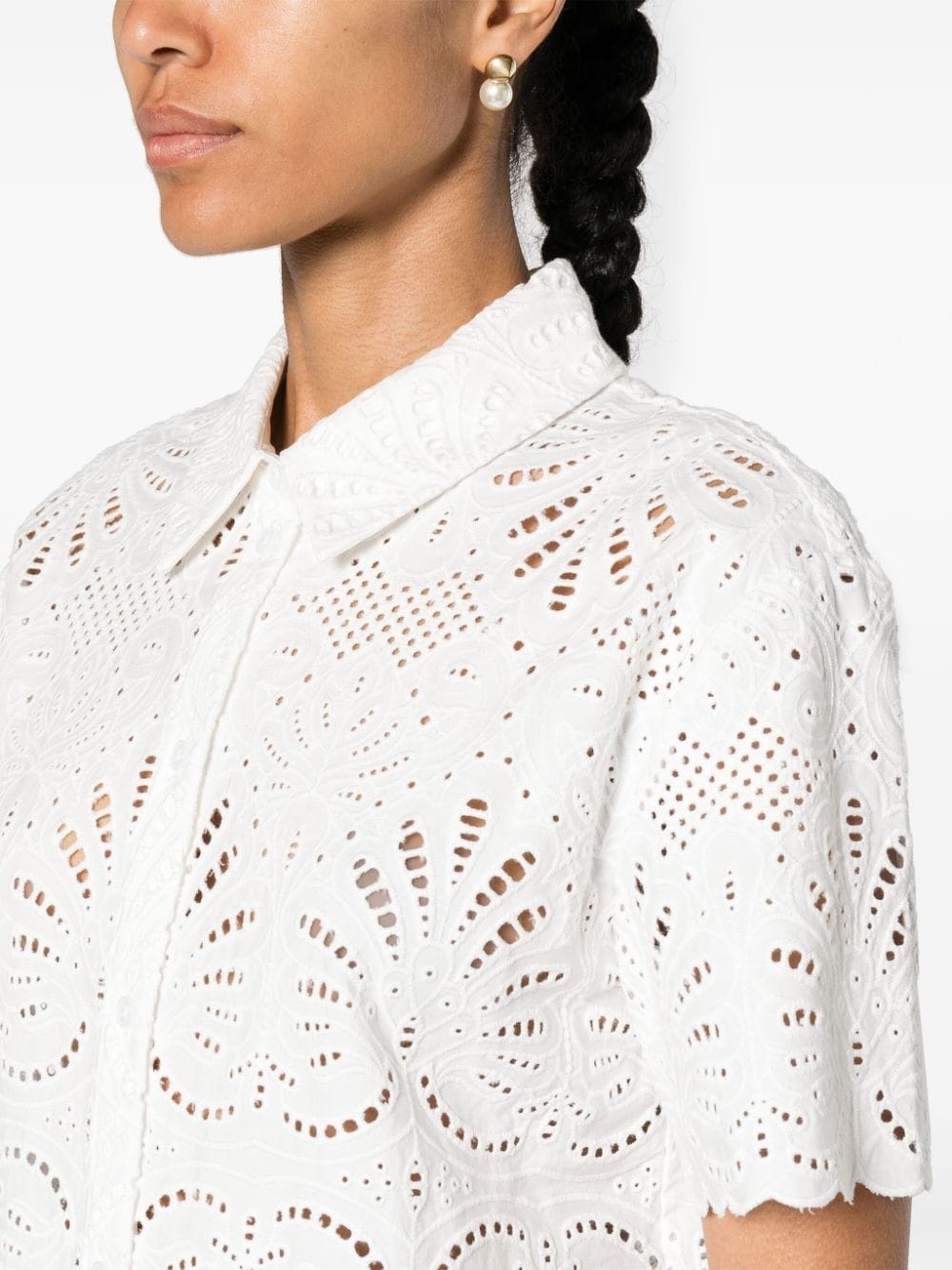 broderie-anglaise cotton shirt - 5