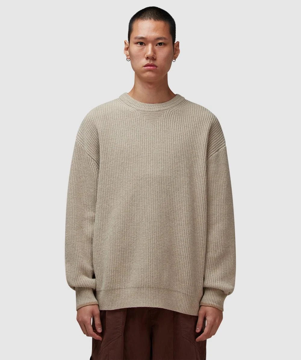 Patch round pullover knit sweater - 1
