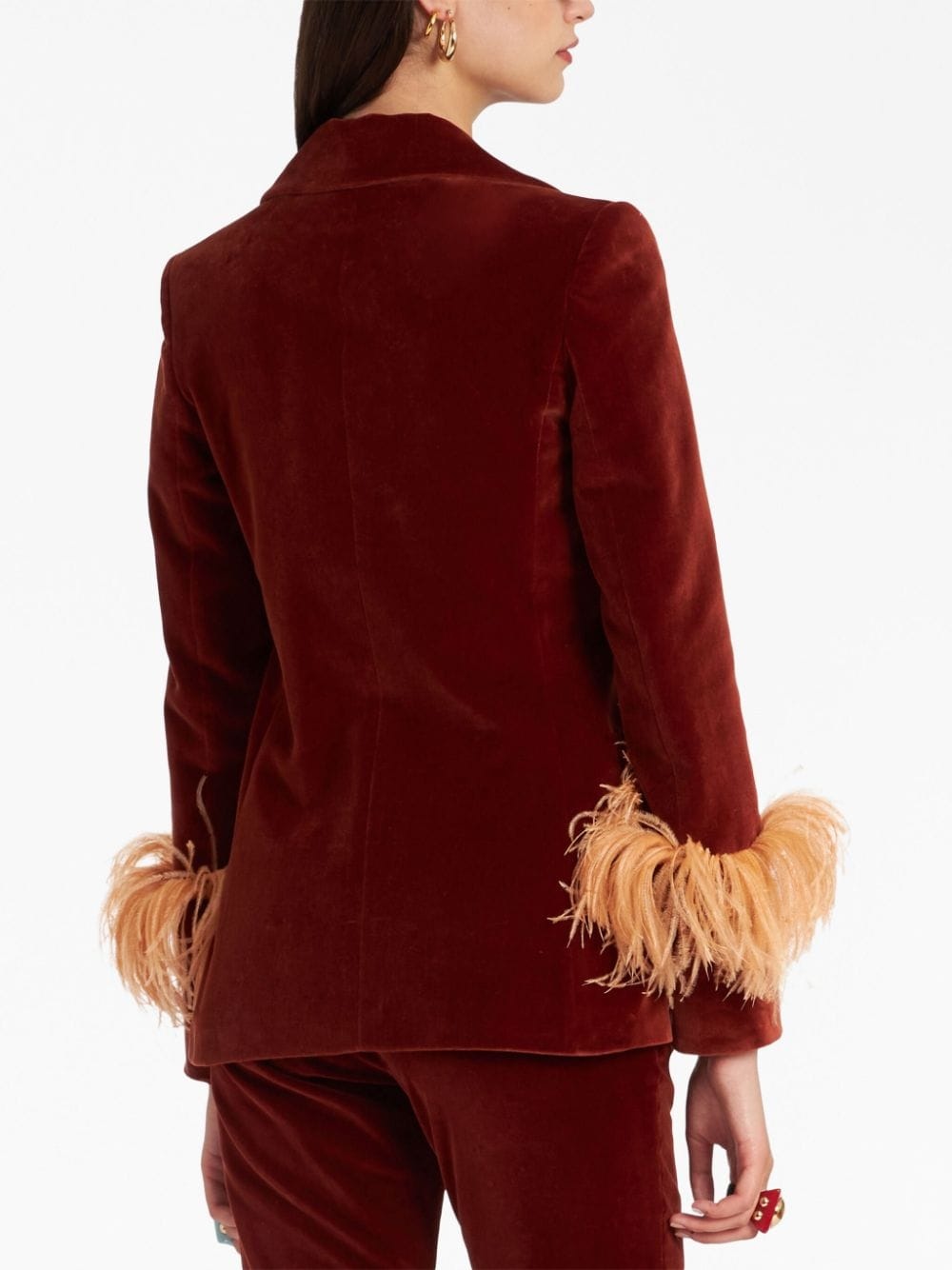 Keaton feather-trim velvet blazer - 3