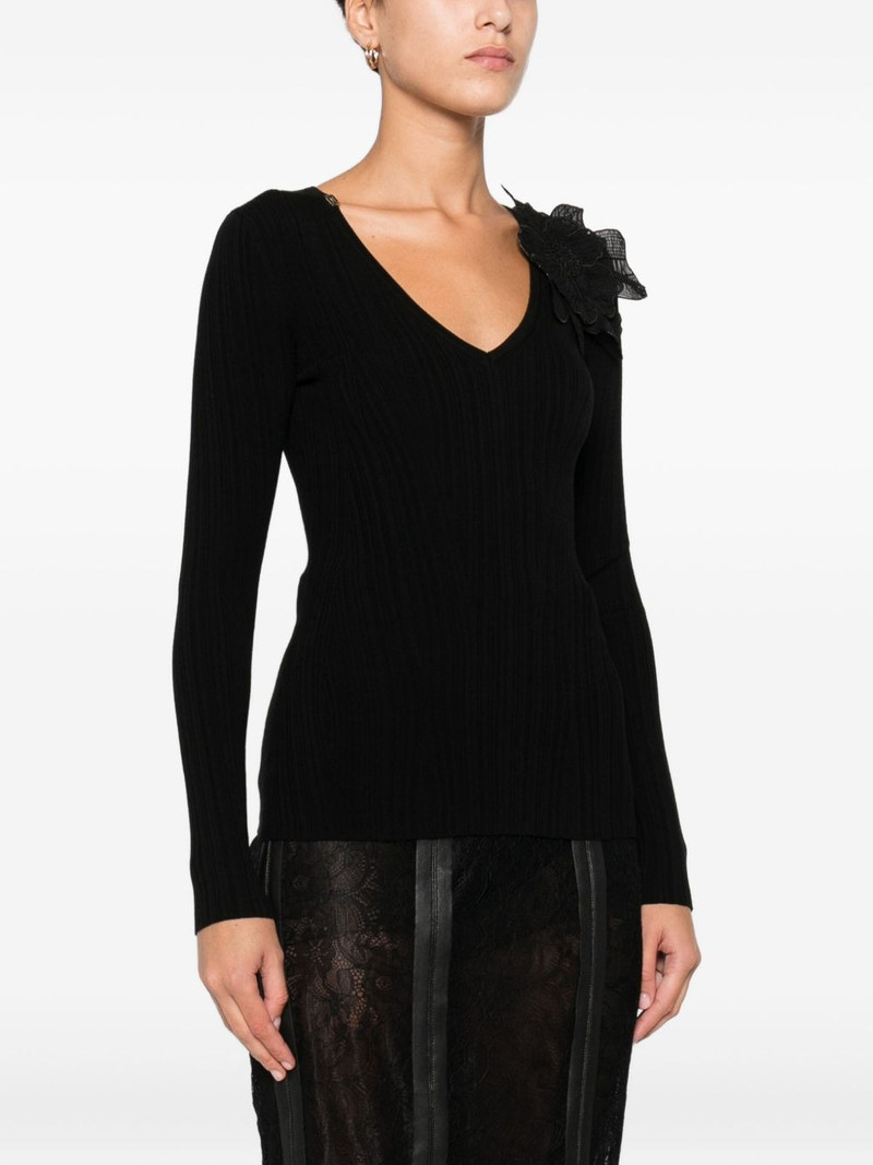 flower-embellished ribbed top 3