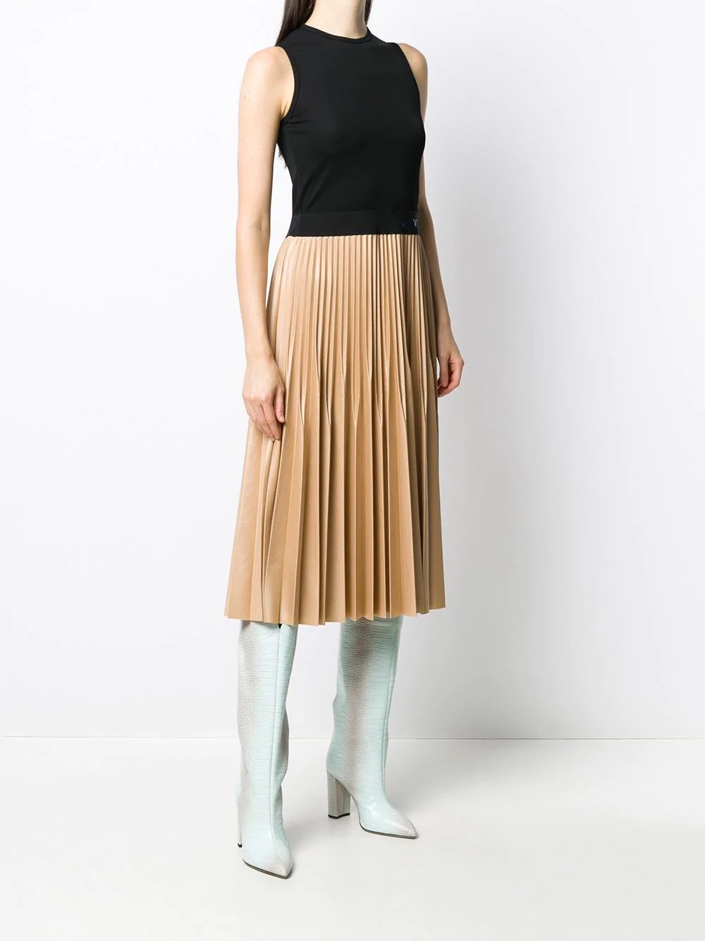 pleated-skirt logo-waist dress - 3