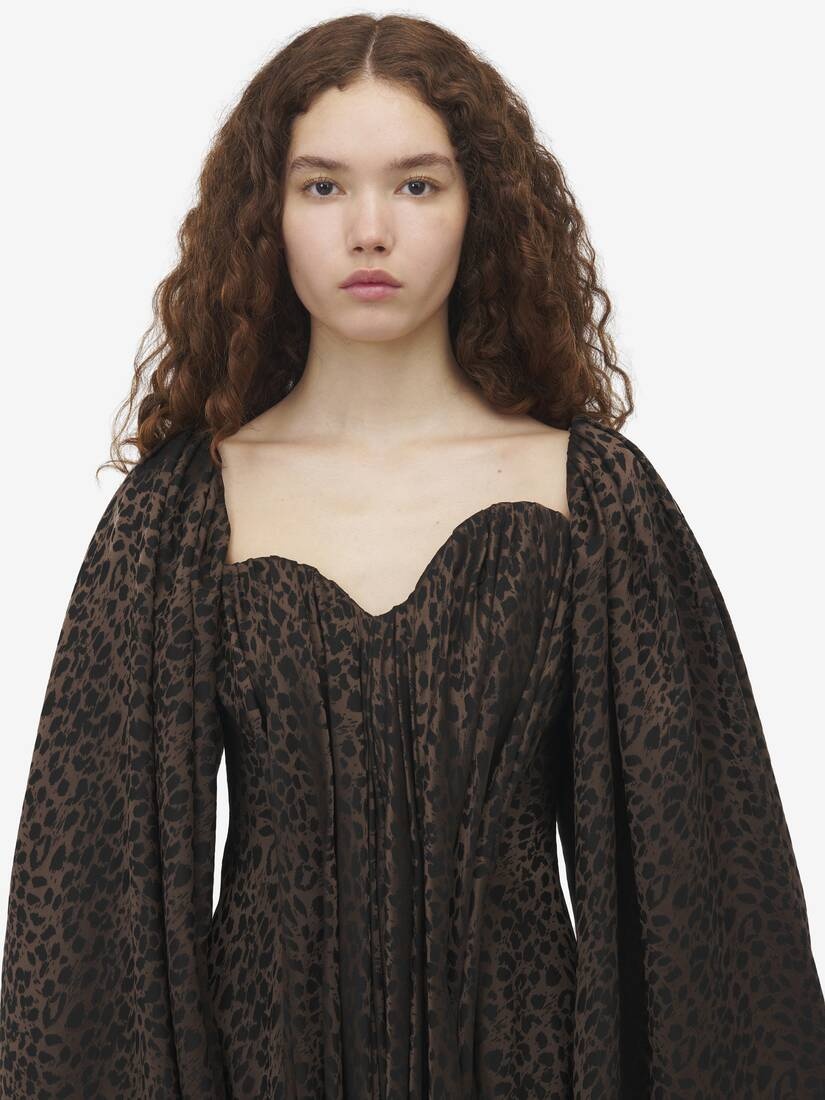 Leopard Jacquard Single-sleeve Dress - 5