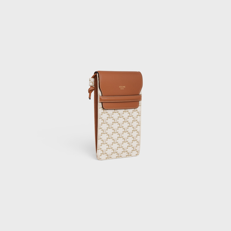 CELINE PHONE POUCH WITH FLAP in Triomphe Canvas and Lambskin outlook