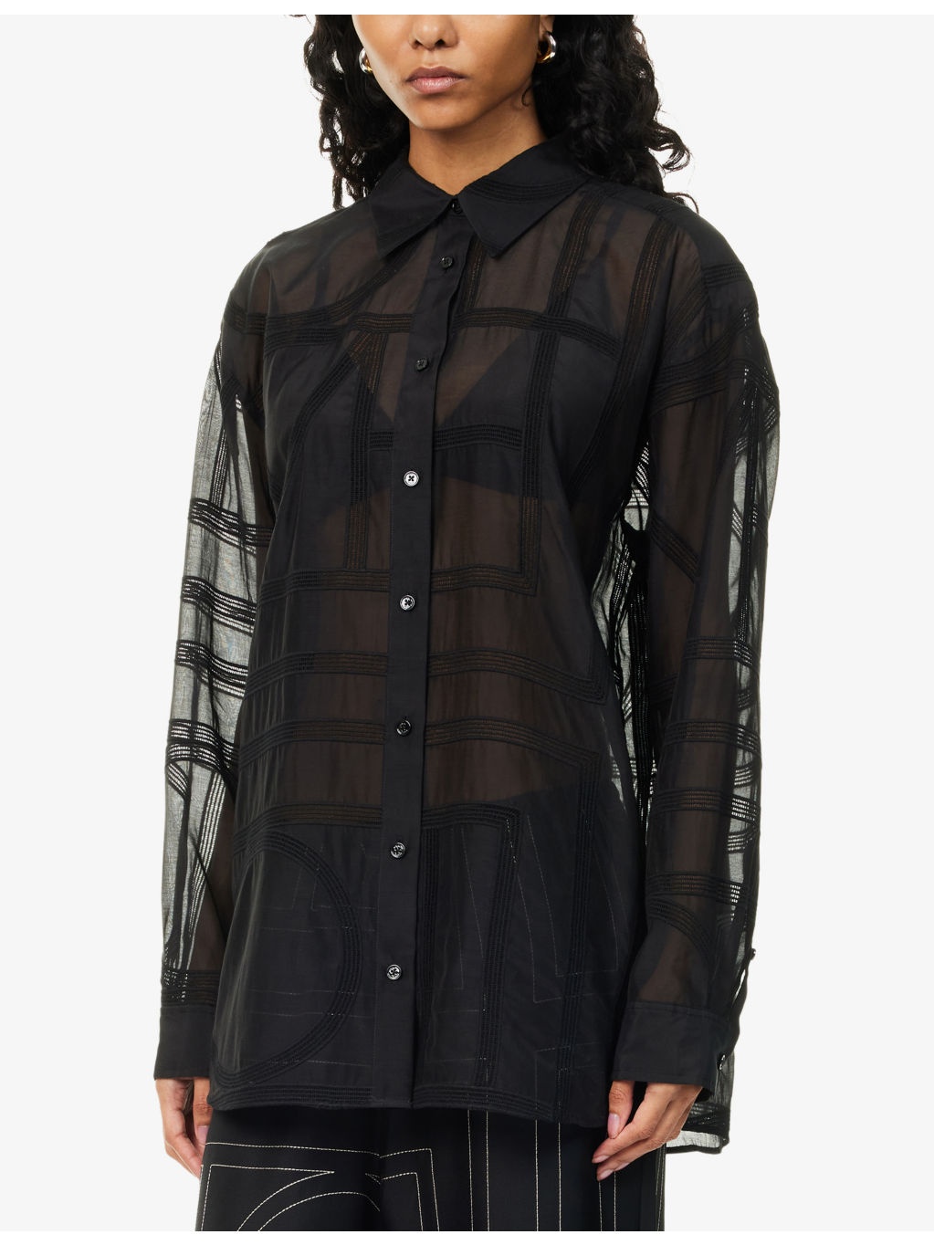 Classic Crochet Silk-Cotton Blend Shirt - 3