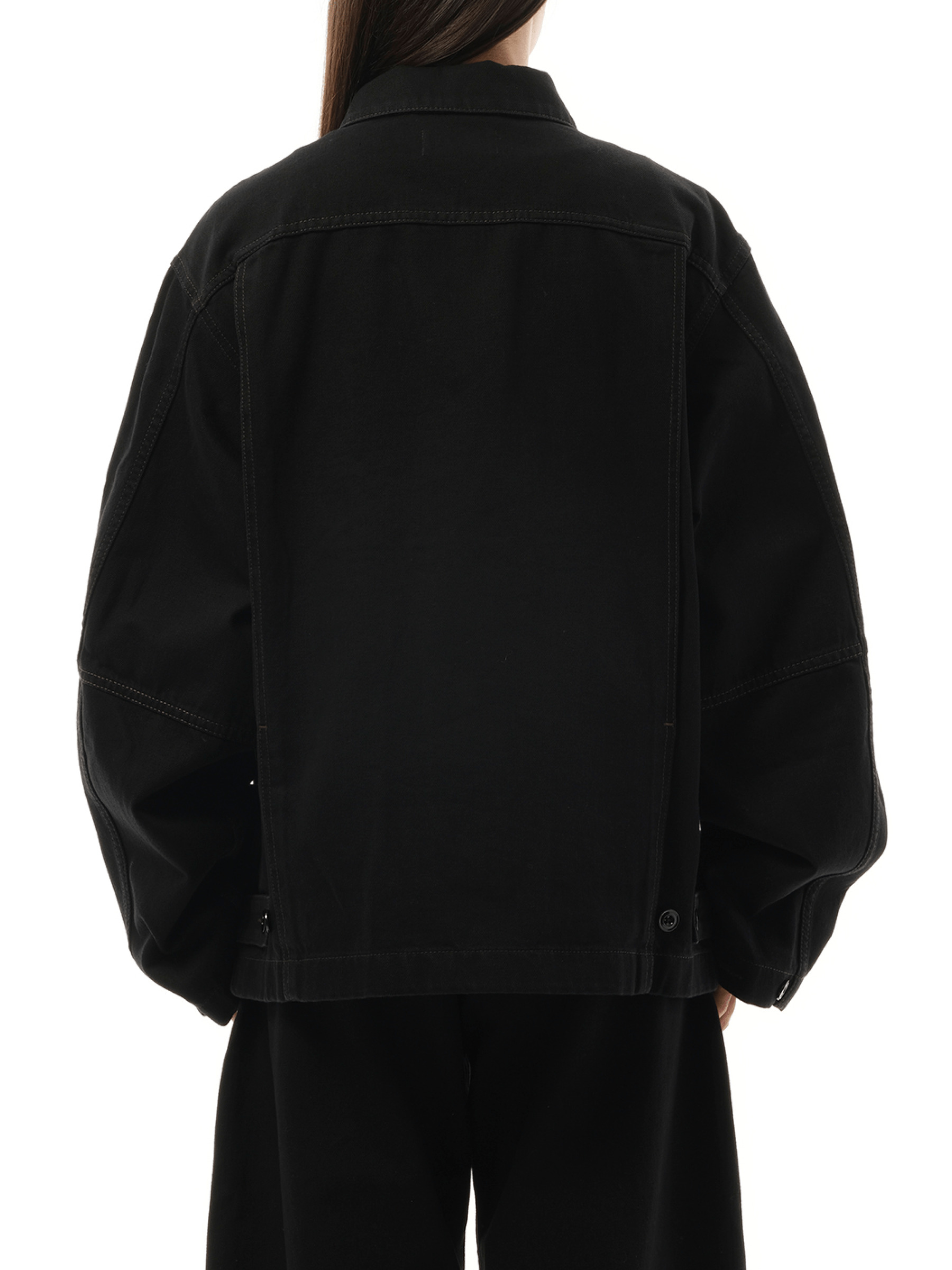 Boxy Denim Jacket in Black - 6