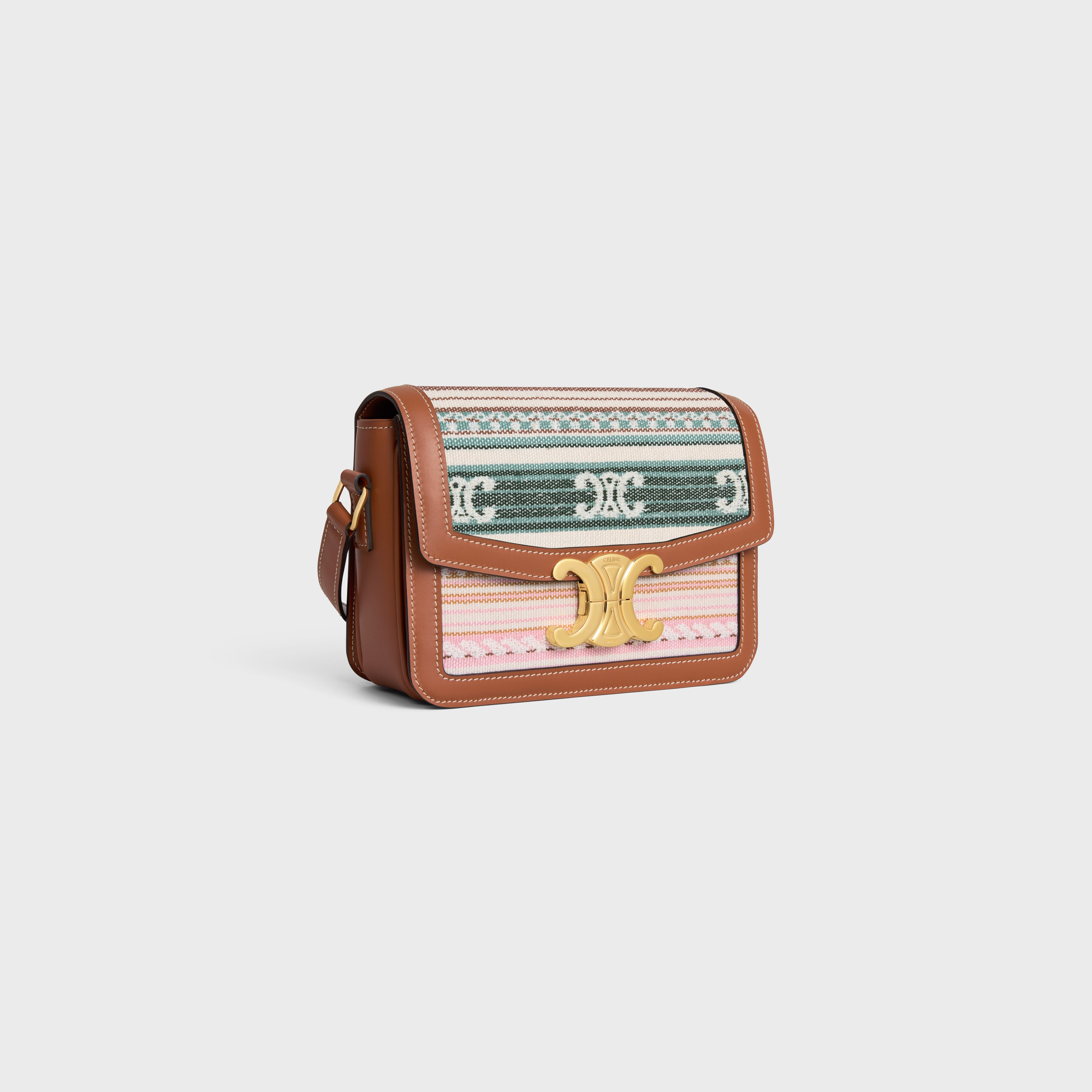 TEEN TRIOMPHE BAG IN STRIPED TEXTILE AND CALFSKIN - 2