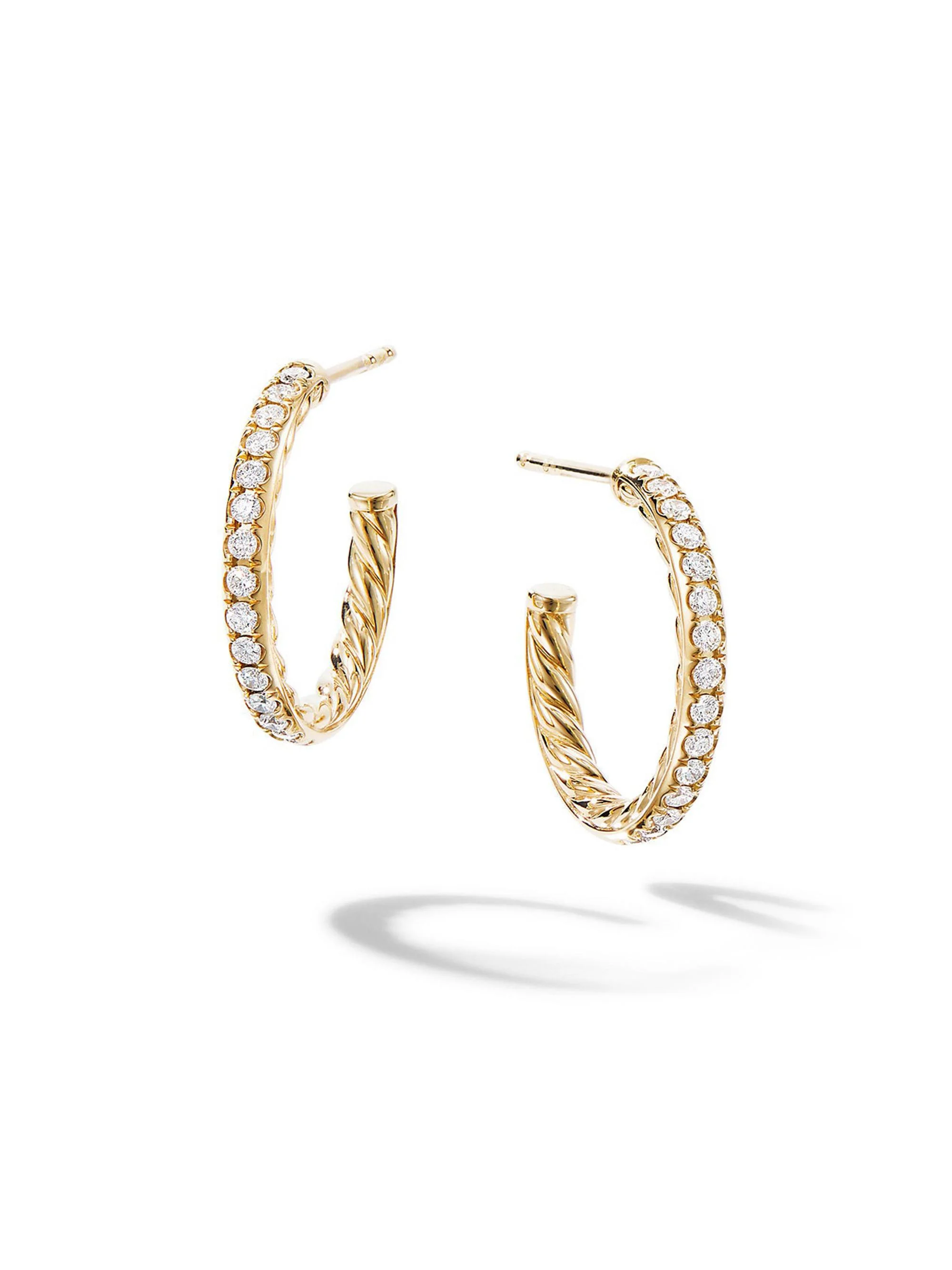 Women's Pavé Hoop Earrings in 18K Yellow Gold - Diamond - 1