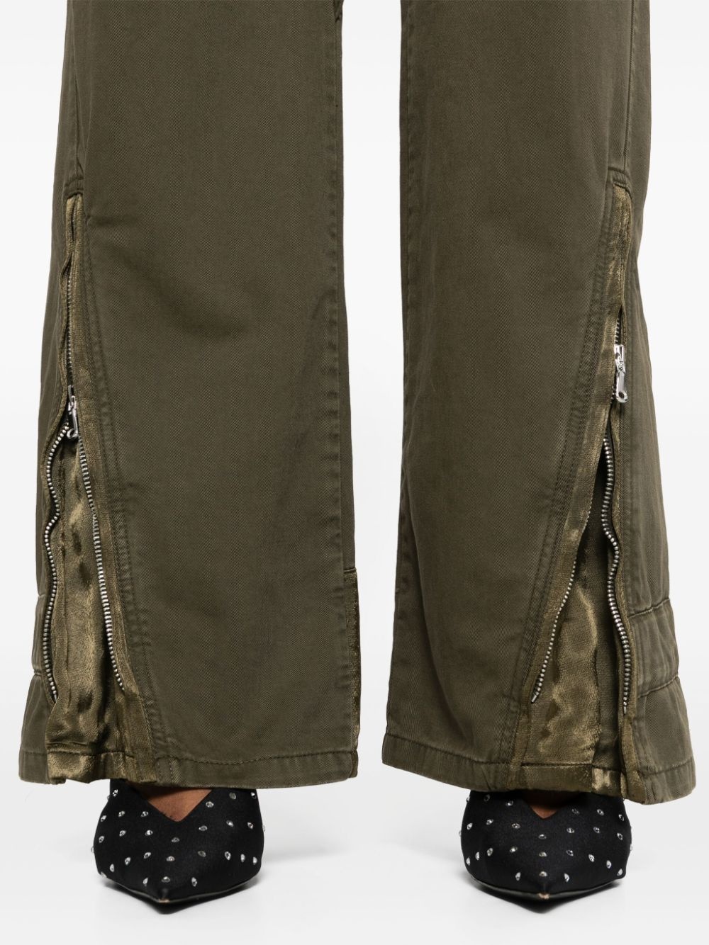 satin-insert cargo trousers - 5